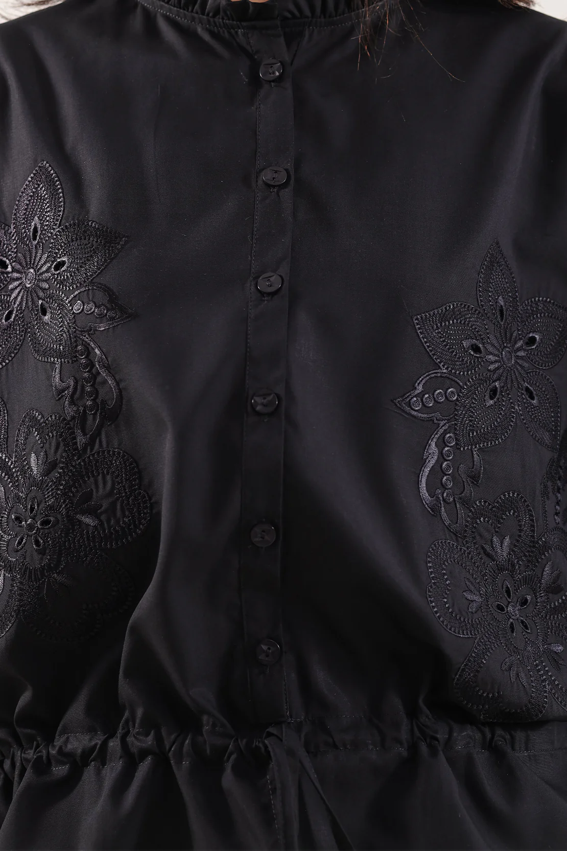 Blended Solid Embroidered Stitched Shirt - Image 3