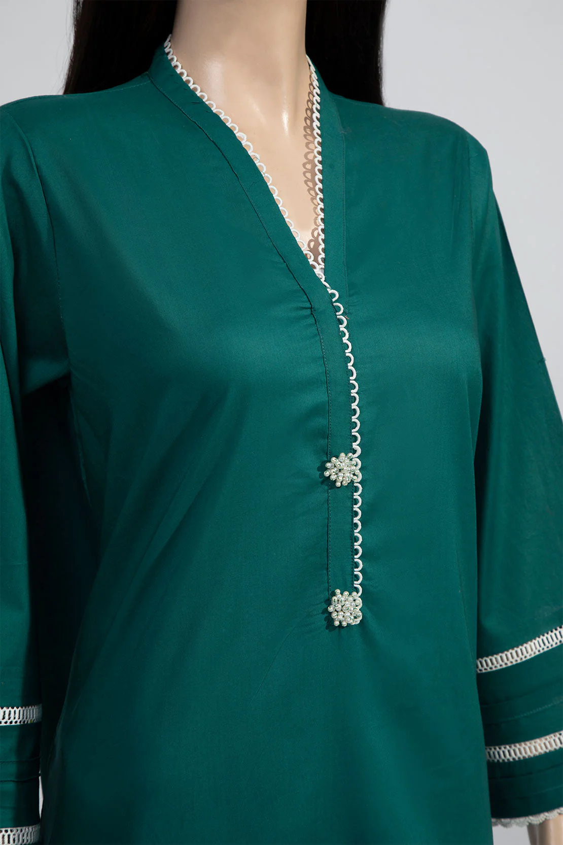 Cambric Solid Emb Stitched Shirt - Image 3