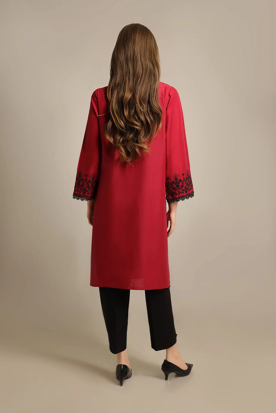 Cambric Solid Emb Stitched Shirt - Image 2