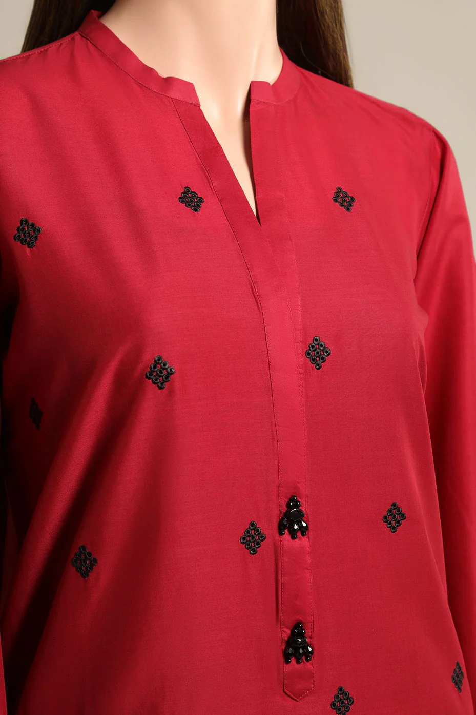 Cambric Solid Emb Stitched Shirt - Image 3