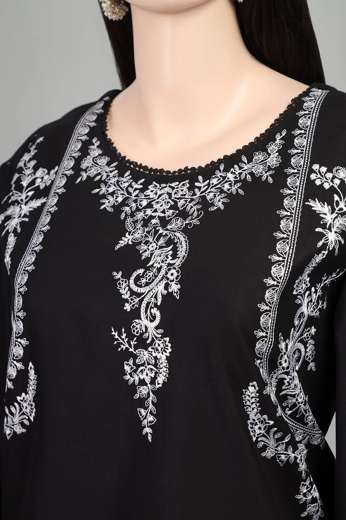 Cambric Solid Emb Stitched Shirt - Image 3