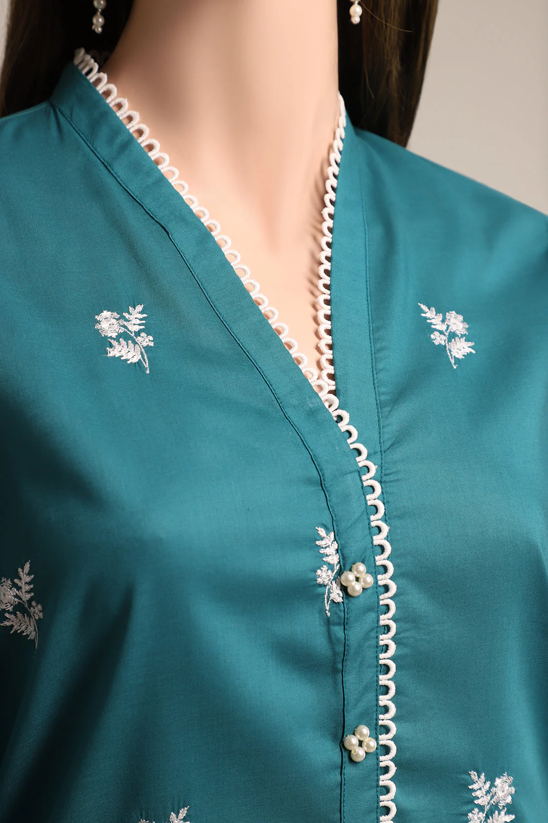 Cambric Solid Emb Stitched Shirt - Image 3