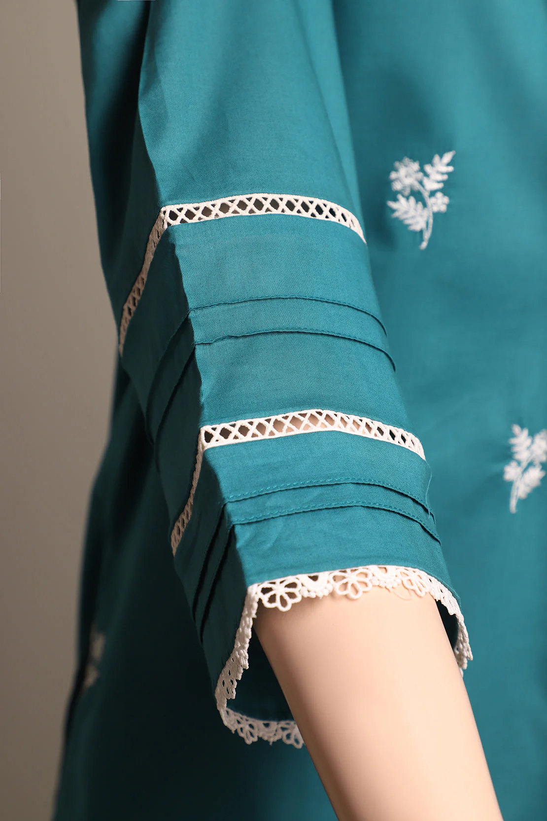 Cambric Solid Emb Stitched Shirt - Image 4