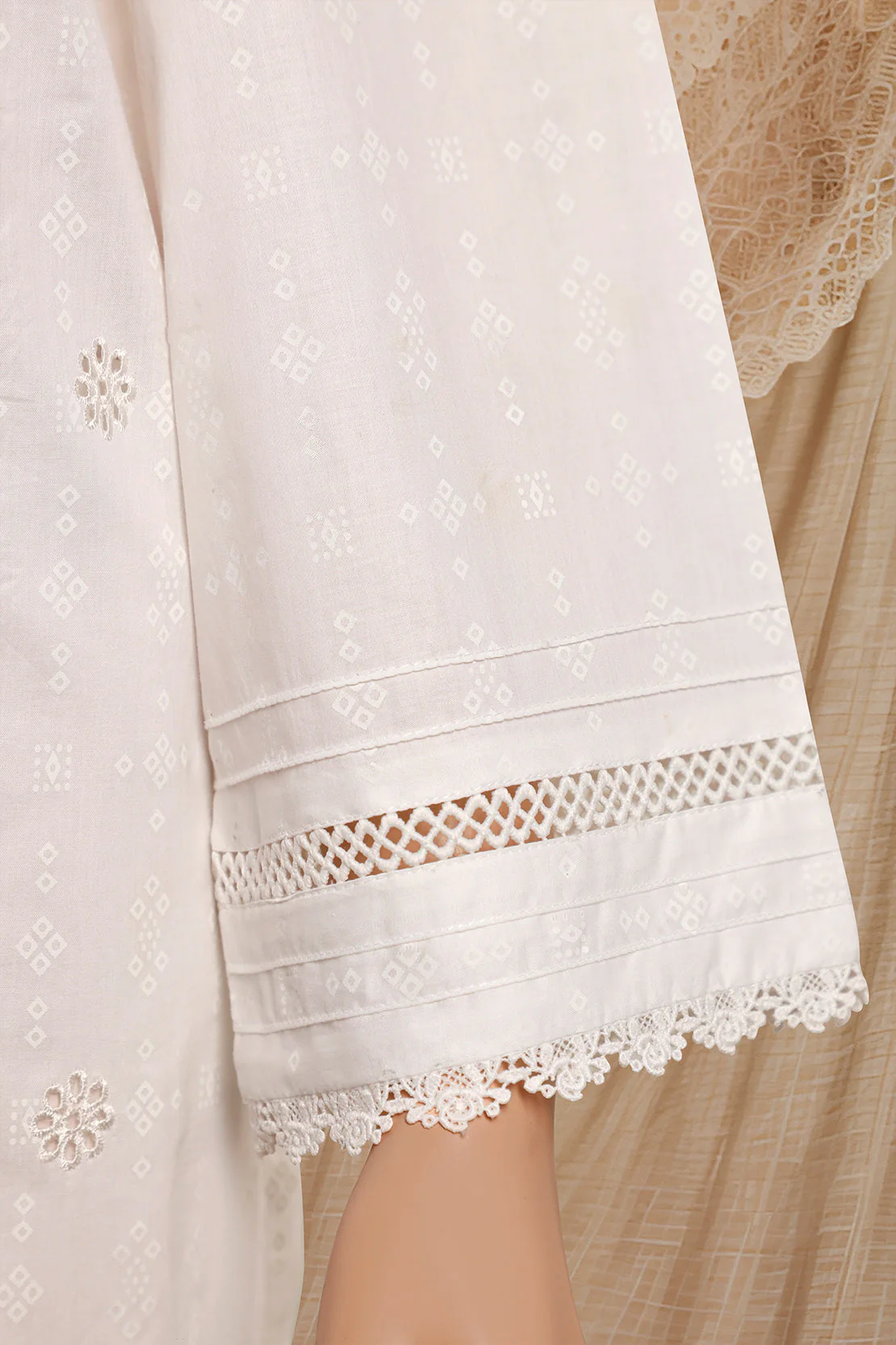 Cambric Solid Embroidered Stitched Shirt - Image 3