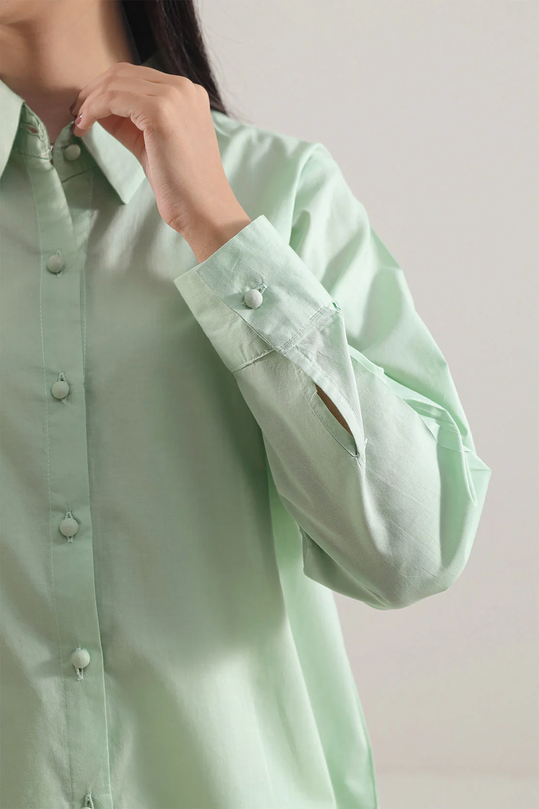 Cambric Solid Stitched Shirt - Image 5
