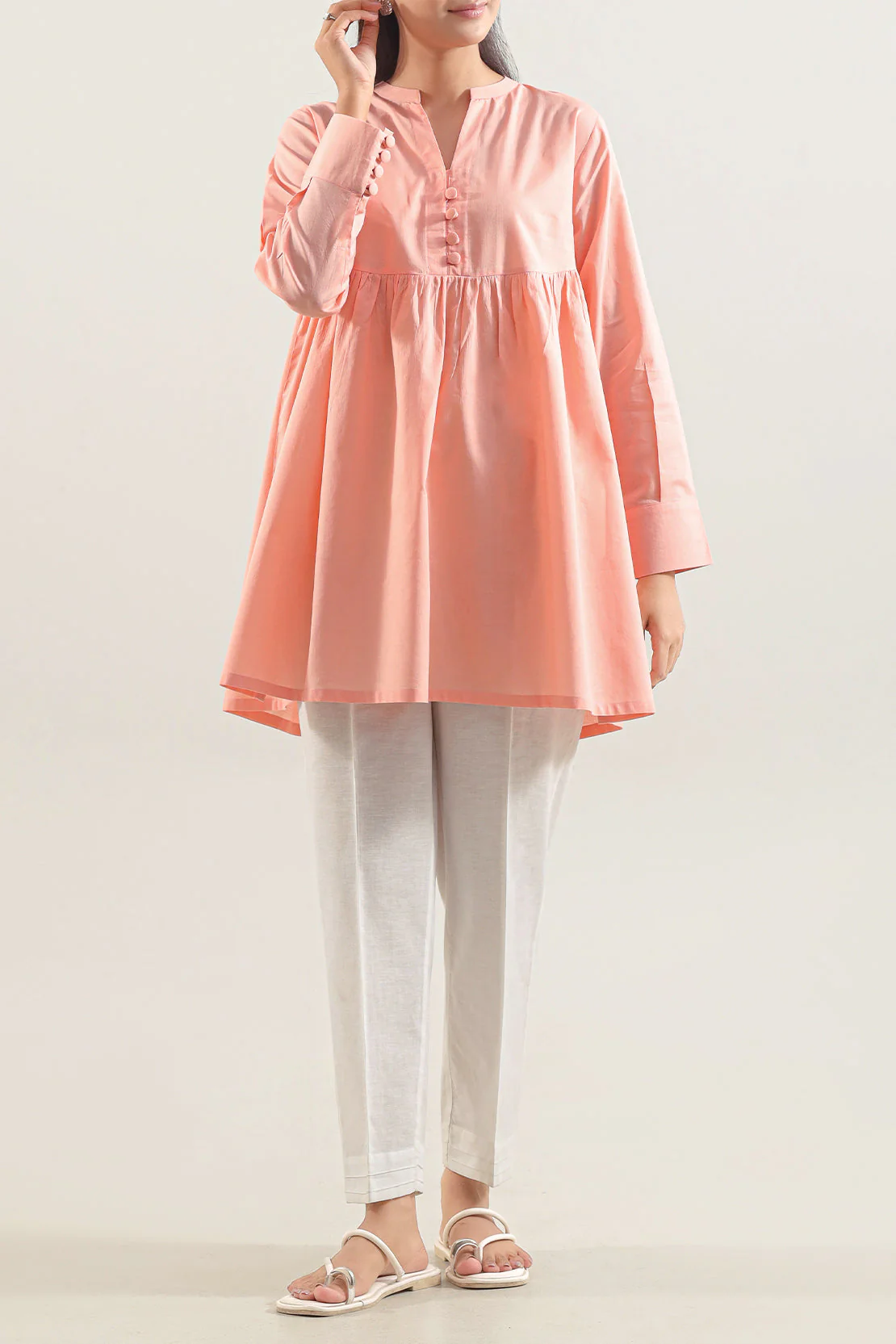 Cambric Solid Stitched Shirt