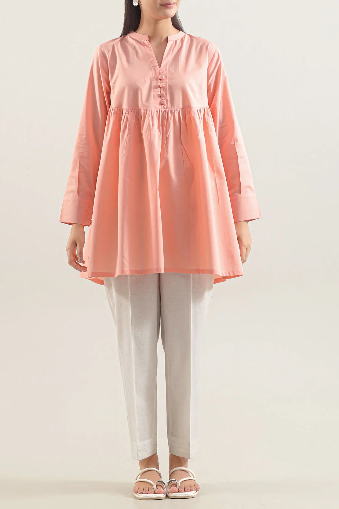 Cambric Solid Stitched Shirt - Image 2