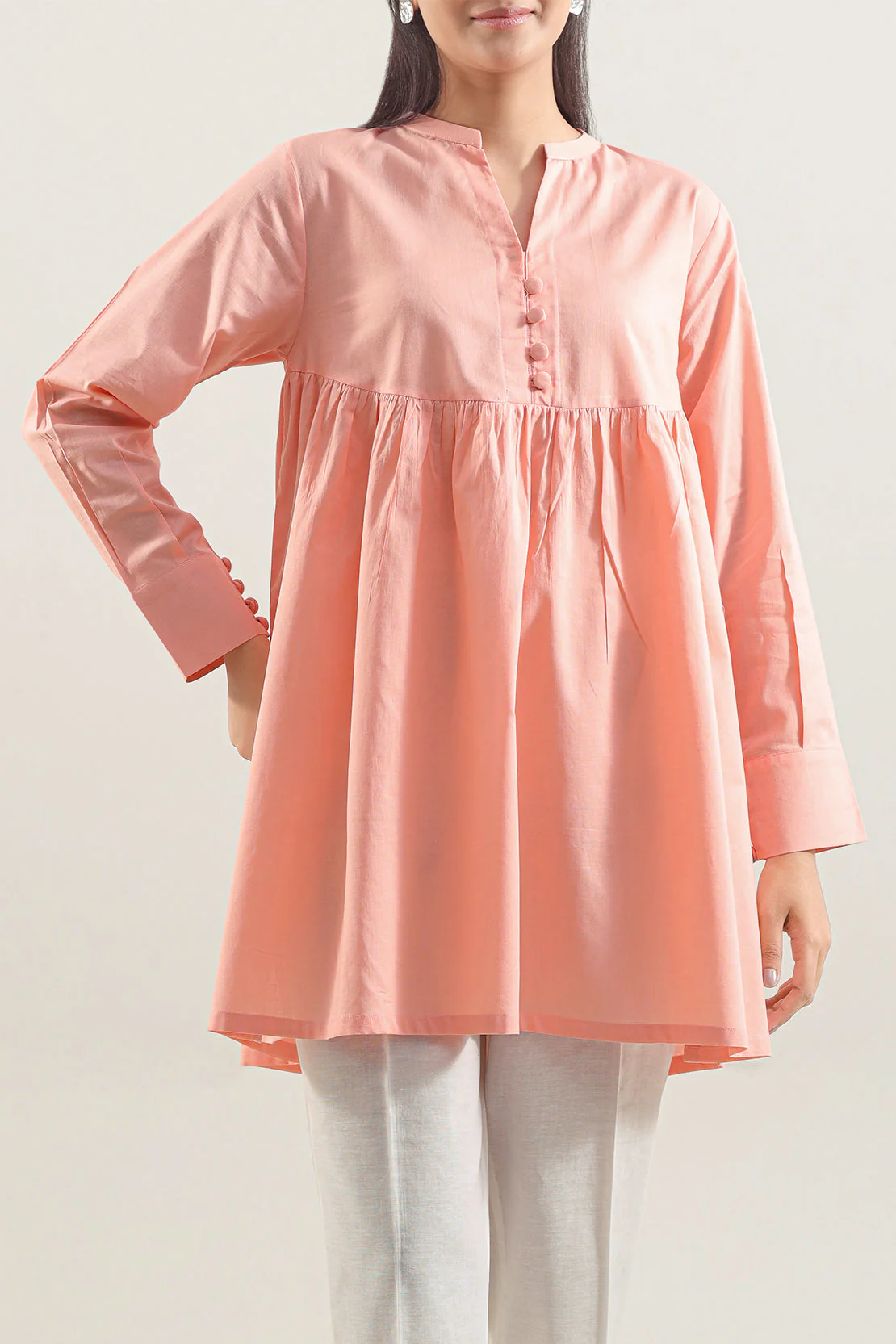 Cambric Solid Stitched Shirt - Image 3