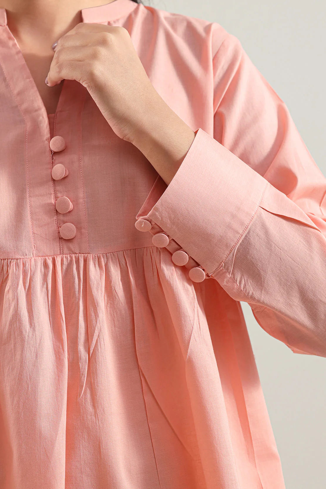 Cambric Solid Stitched Shirt - Image 5