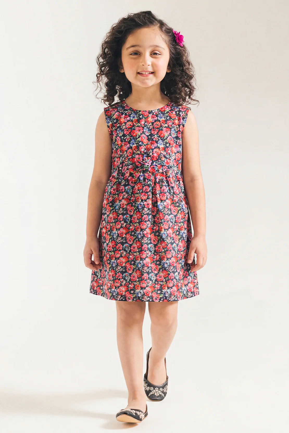 Cotton Dobby Stitched Tier Panel Dress With Ruffled Straps - Image 2