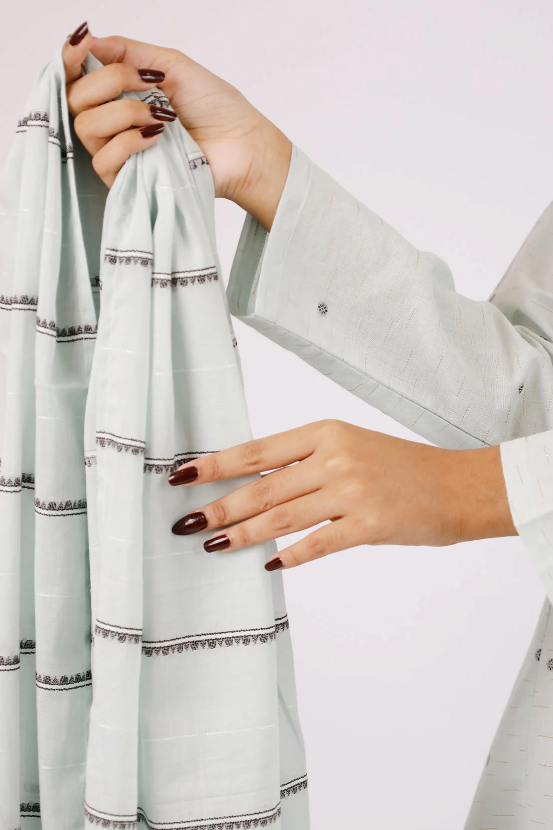 Cotton Jacquard Embroidered Stitched 2 Piece (Shirt/Dupatta) - Image 5