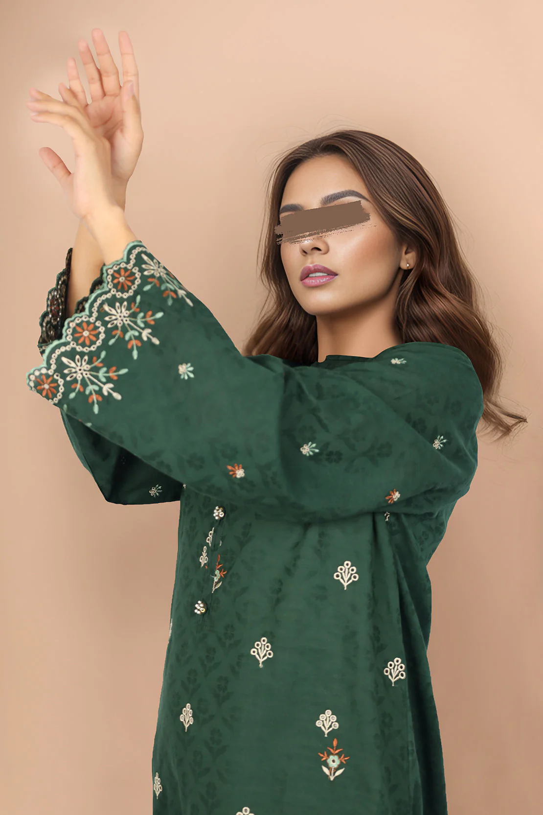 Cotton Jacquard Embroidered Stitched 2 Piece (Shirt/Trouser) - Image 3