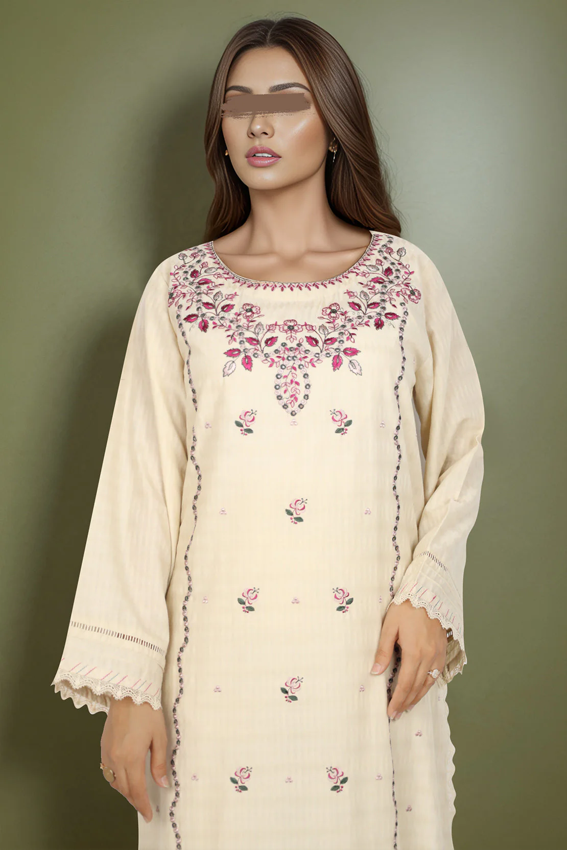 Cotton Jacquard Embroidered Stitched 2 Piece (Shirt/Trouser) - Image 2