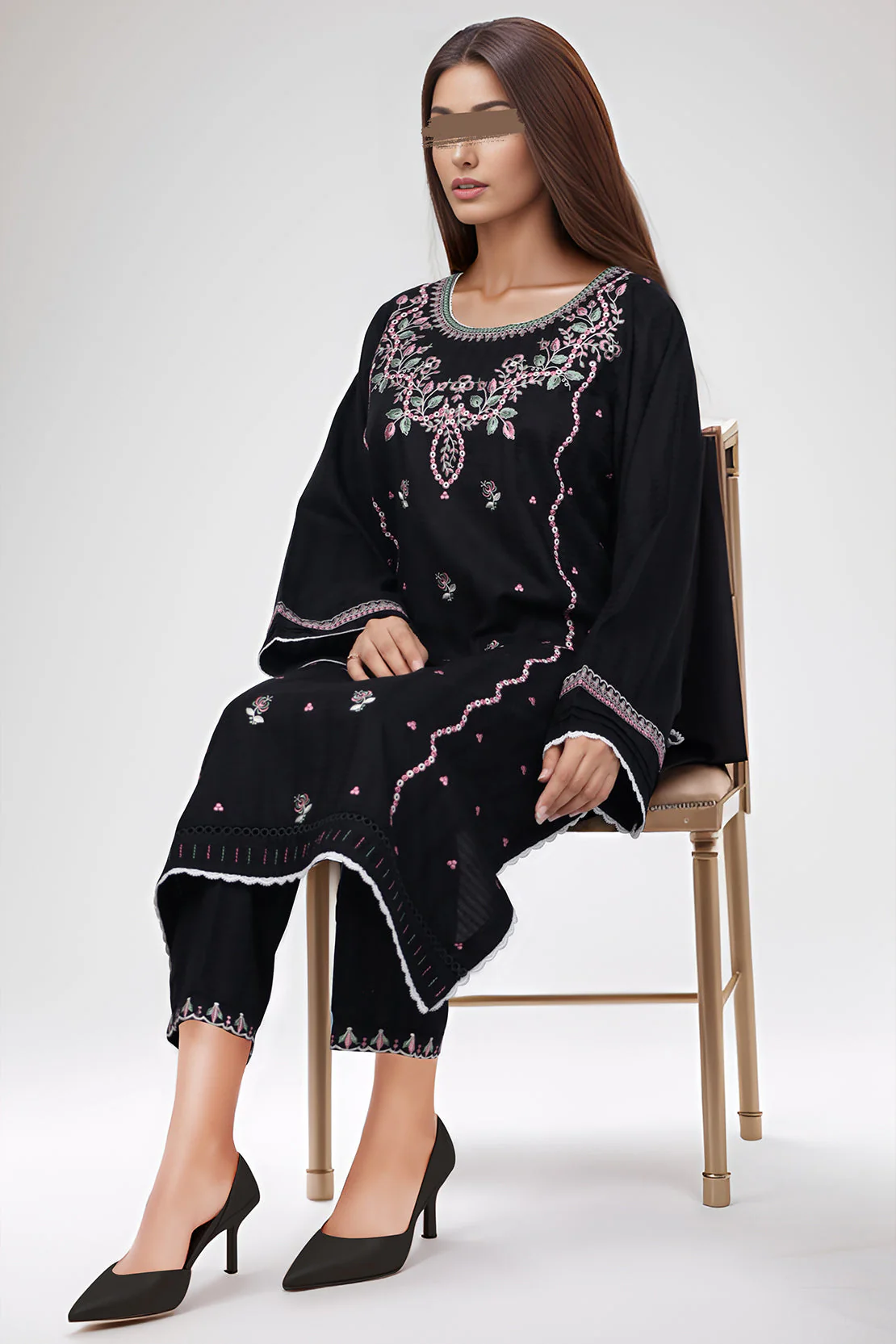 Cotton Jacquard Embroidered Stitched 2 Piece (Shirt/Trouser) - Image 3