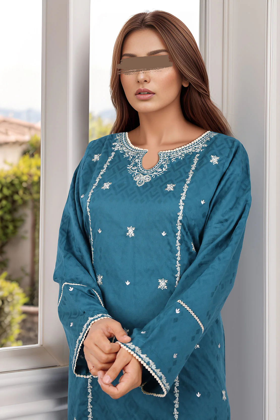 Cotton Jacquard Embroidered Stitched 2 Piece (Shirt/Trouser) - Image 2