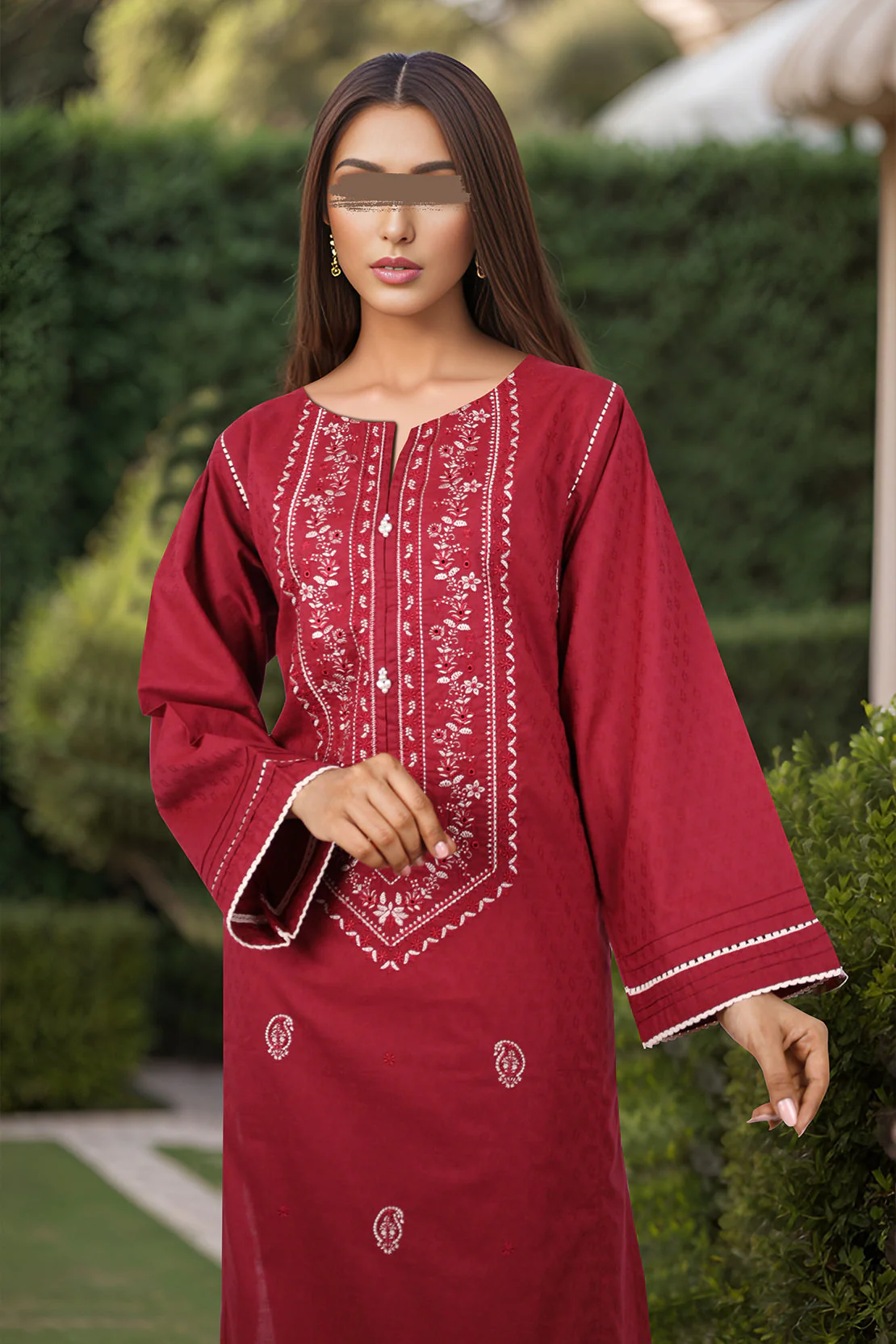Cotton Jacquard Embroidered Stitched 2 Piece (Shirt/Trouser) - Image 2