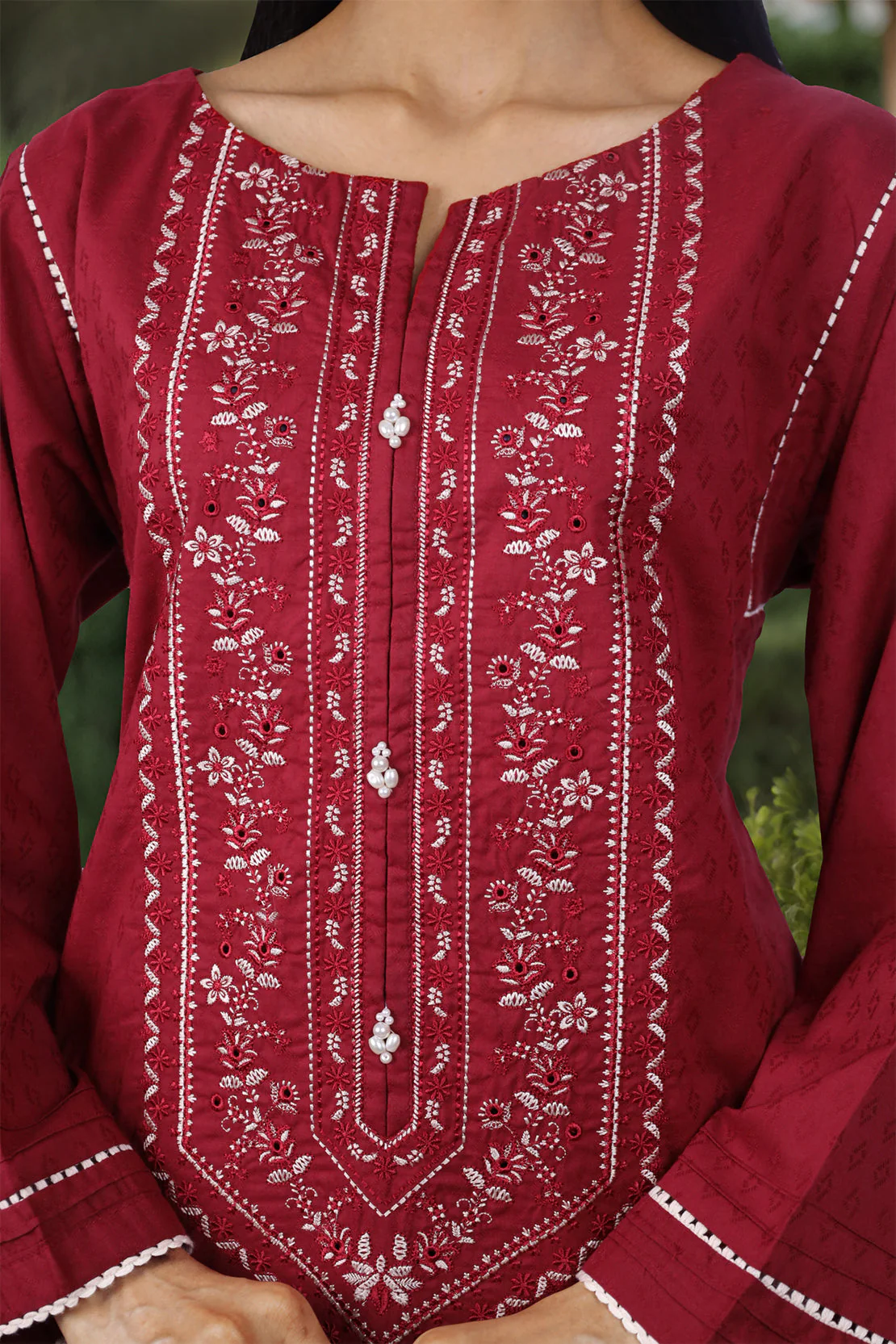Cotton Jacquard Embroidered Stitched 2 Piece (Shirt/Trouser) - Image 3