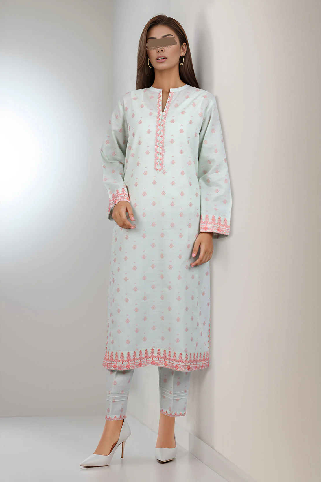 Cotton Jacquard Embroidered Stitched 2 Piece (Shirt/Trouser) - Image 2
