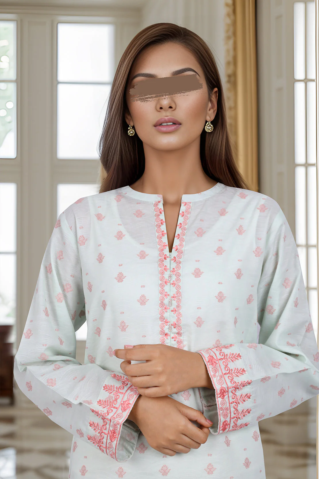 Cotton Jacquard Embroidered Stitched 2 Piece (Shirt/Trouser) - Image 3
