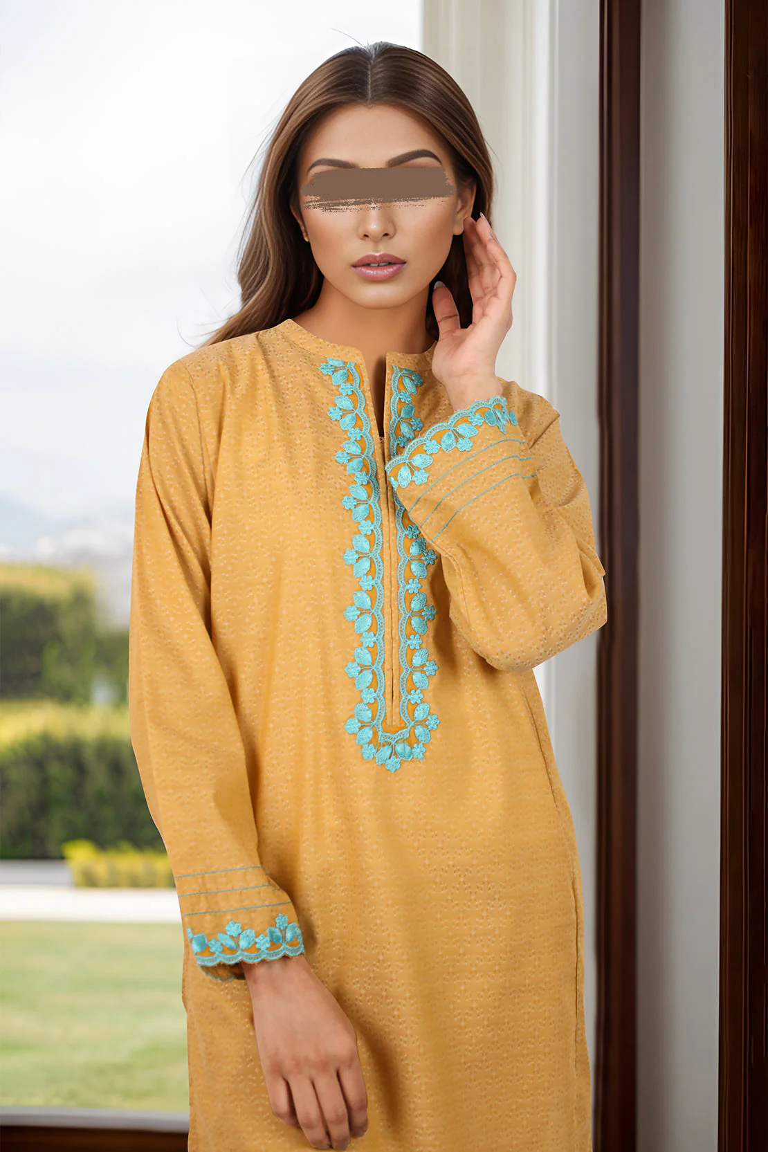 Cotton Jacquard Embroidered Stitched 2 Piece (Shirt/Trouser) - Image 2