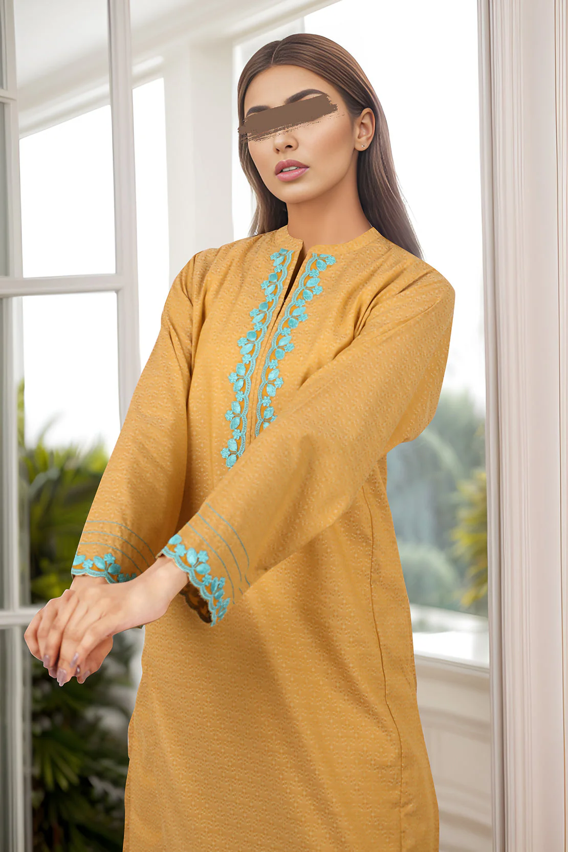 Cotton Jacquard Embroidered Stitched 2 Piece (Shirt/Trouser) - Image 3
