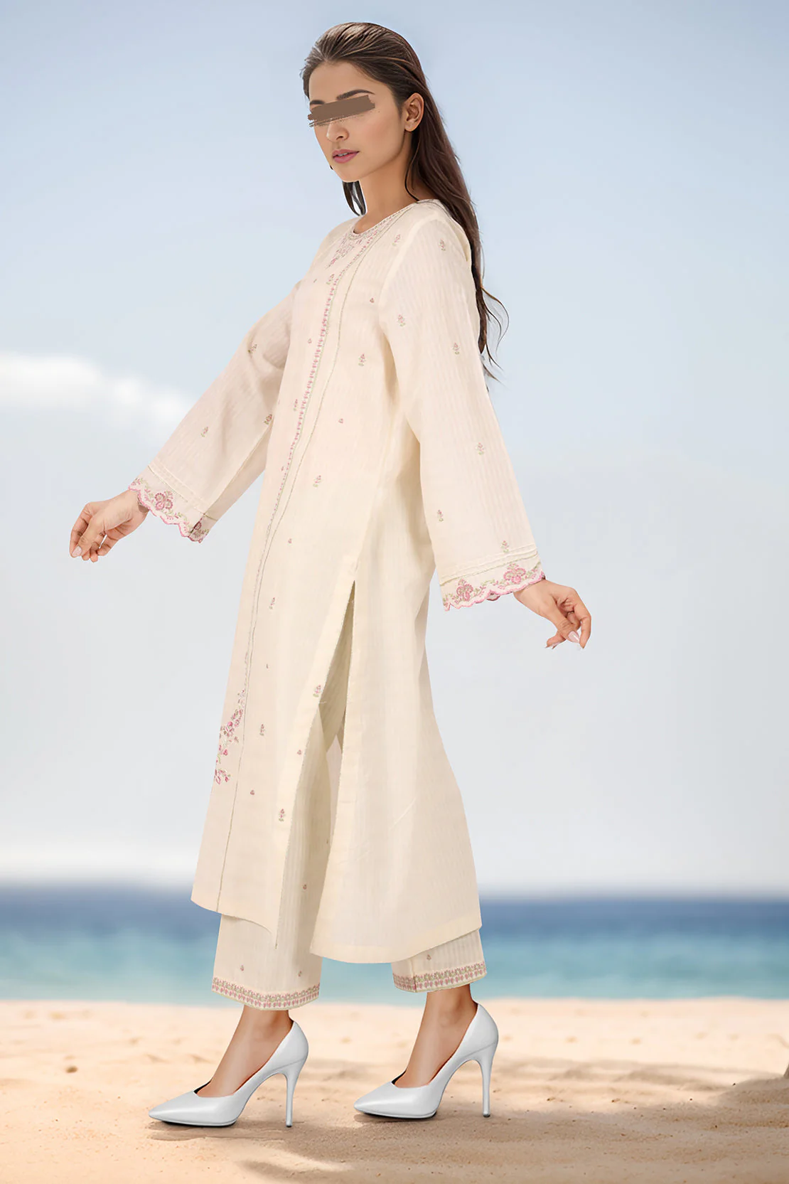 Cotton Jacquard Embroidered Stitched 2 Piece (Shirt/Trouser) - Image 2