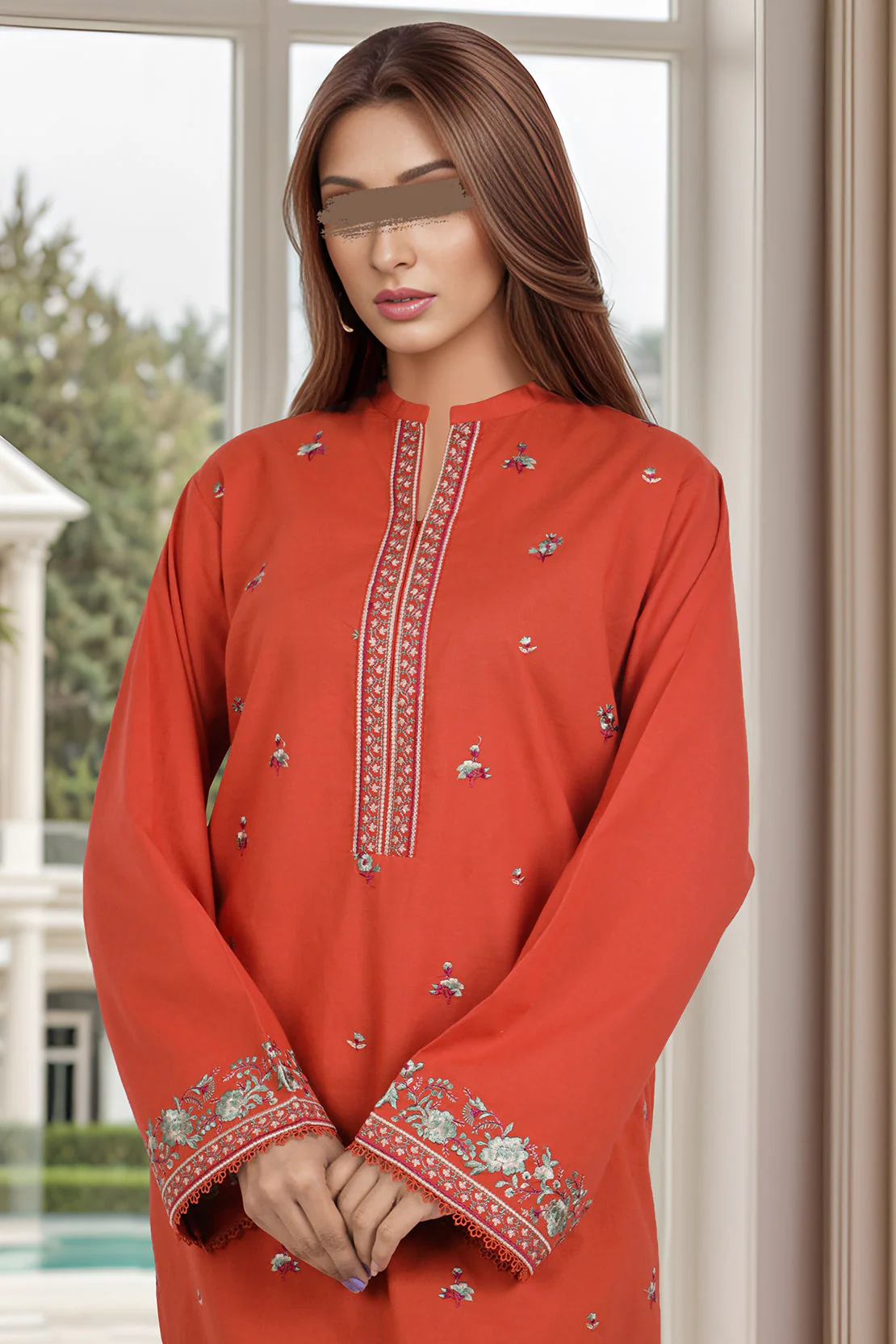 Cotton Jacquard Embroidered Stitched 2 Piece (Shirt/Trouser) - Image 2