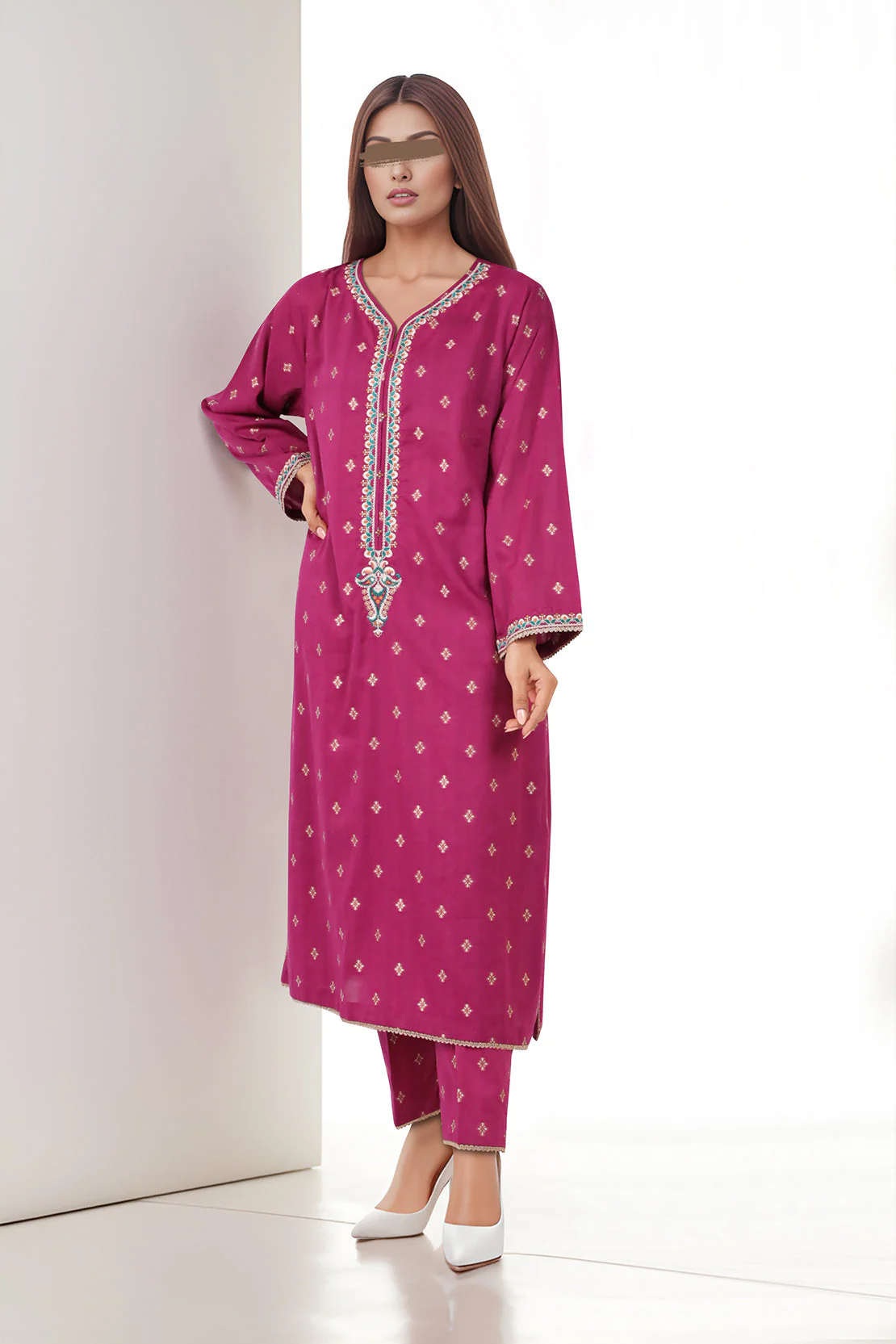Cotton Jacquard Embroidered Stitched 2 Piece (Shirt/Trouser) - Image 2