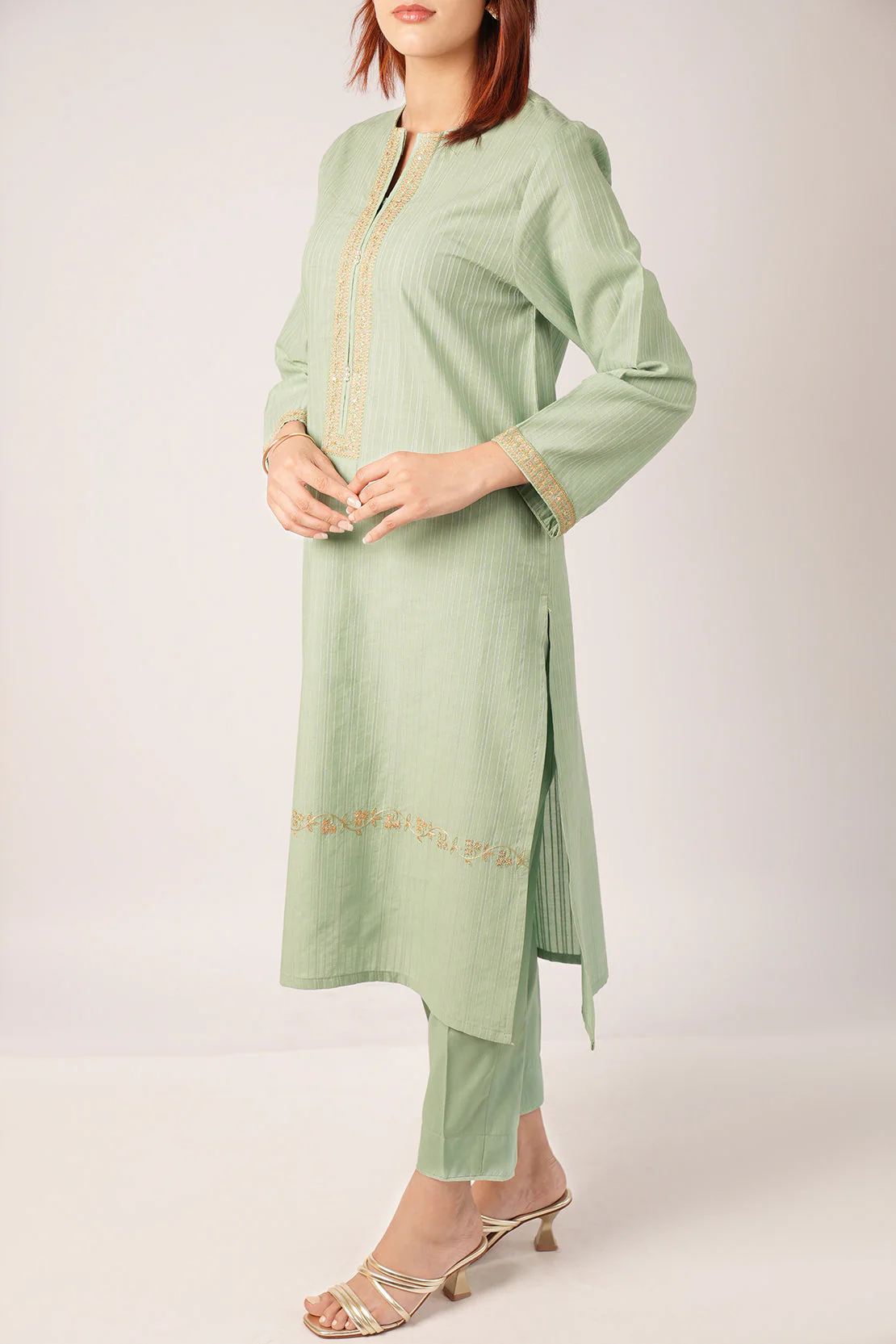 Cotton Jacquard Embroidered Stitched 2 Piece (Shirt/Trouser) - Image 2