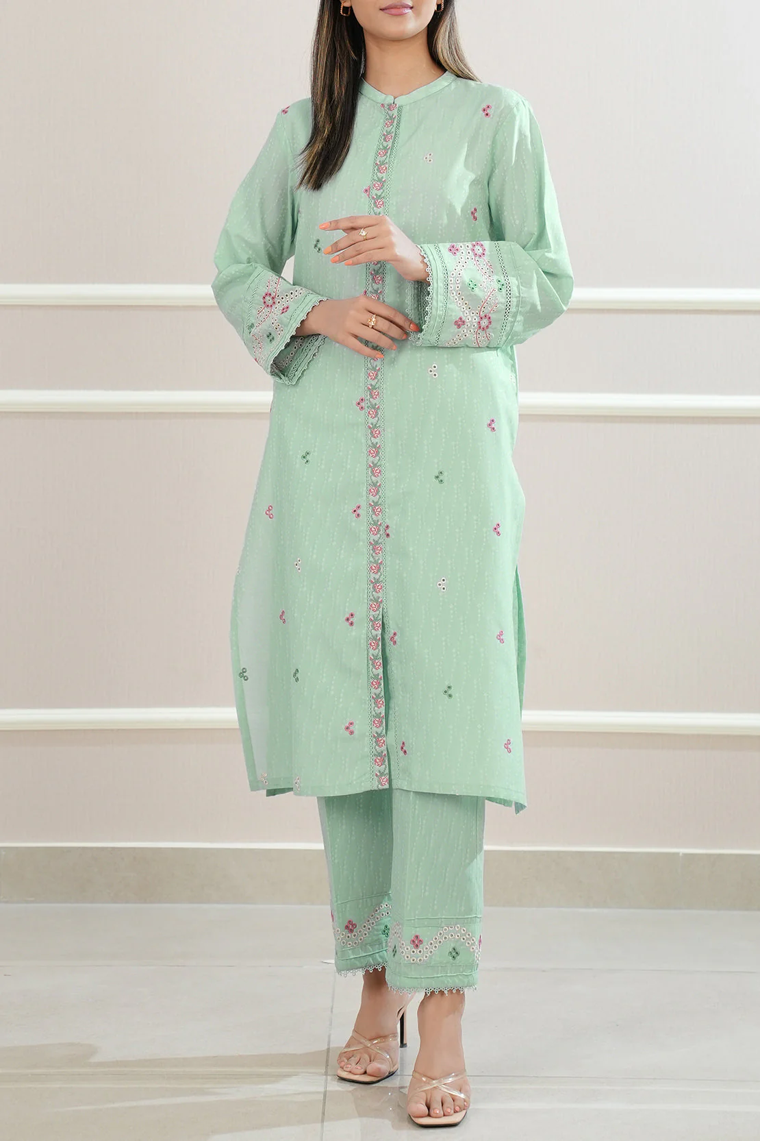 Cotton Jacquard Embroidered Stitched 2 Piece (Shirt/Trouser) - Image 2