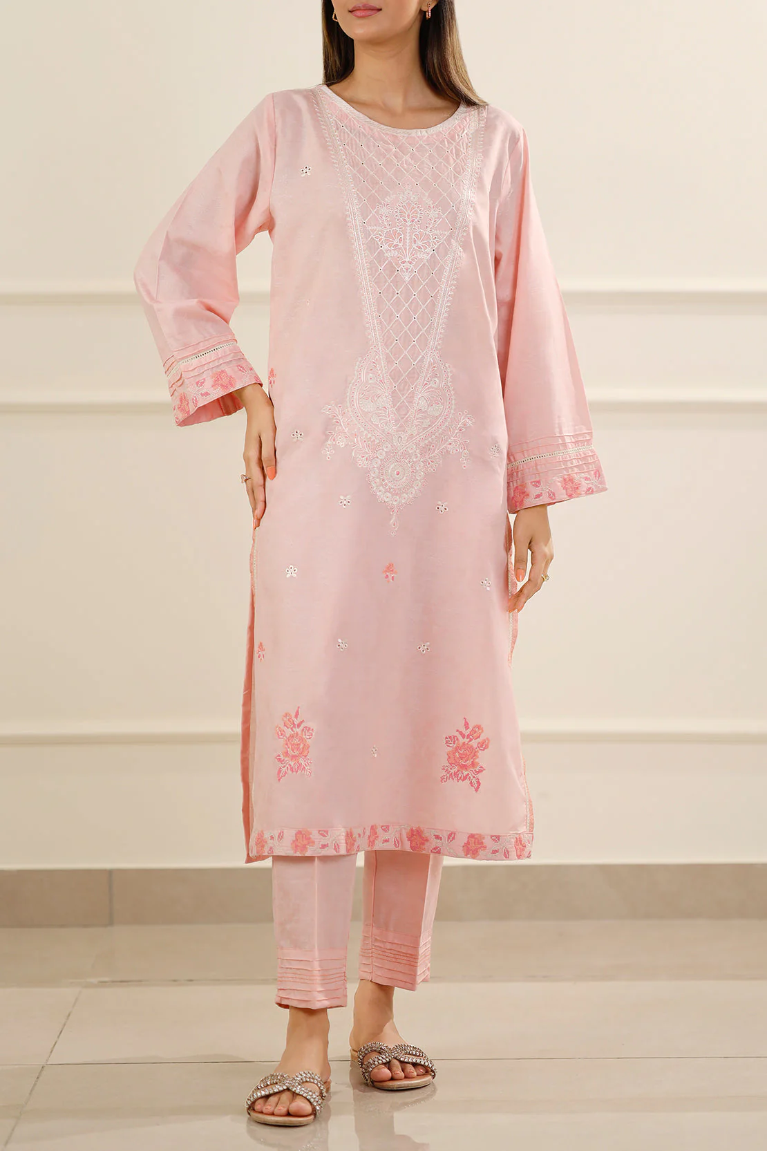Cotton Jacquard Embroidered Stitched 2 Piece (Shirt/Trouser) - Image 2