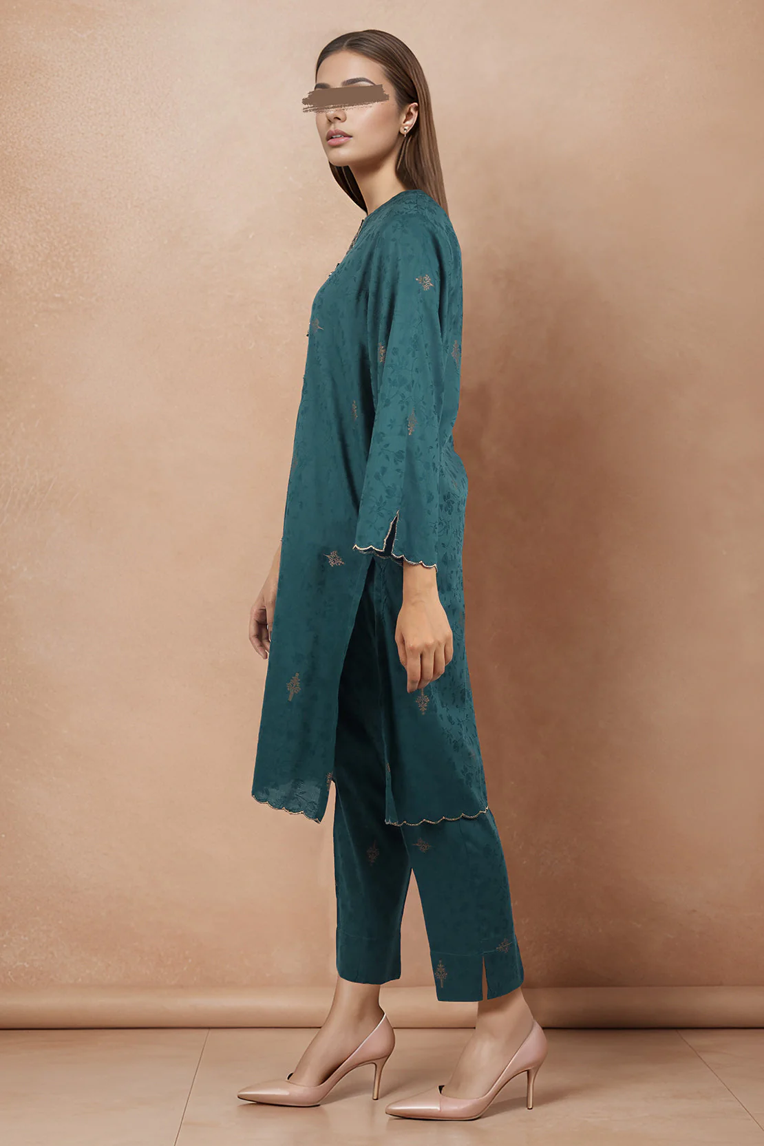 Cotton Jacquard Embroidered Stitched 2 Piece (Shirt/Trouser) - Image 2