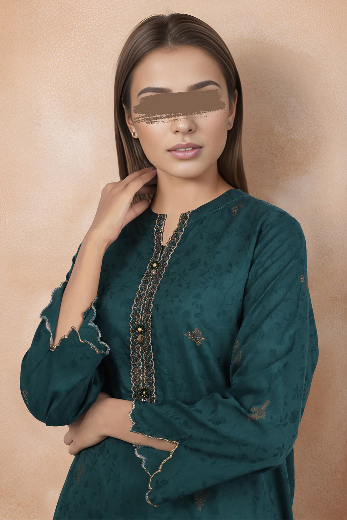 Cotton Jacquard Embroidered Stitched 2 Piece (Shirt/Trouser) - Image 3