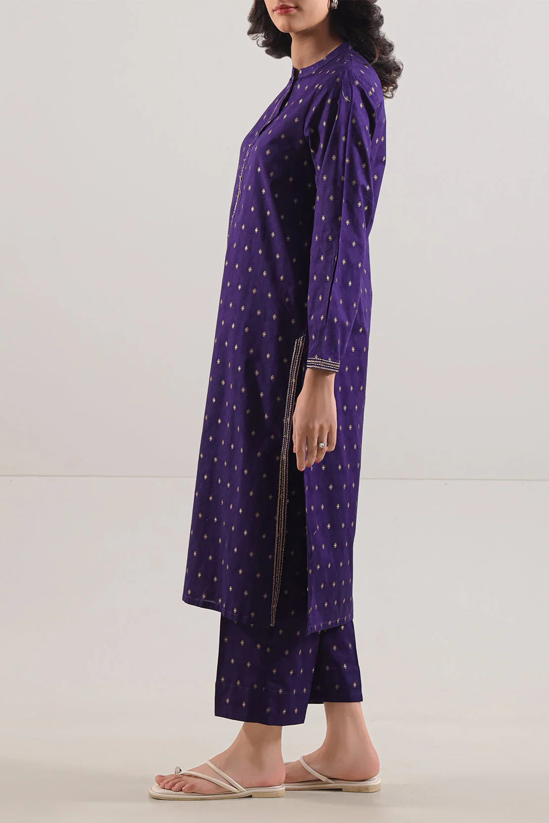 Cotton Jacquard Embroidered Stitched Shirt - Image 3