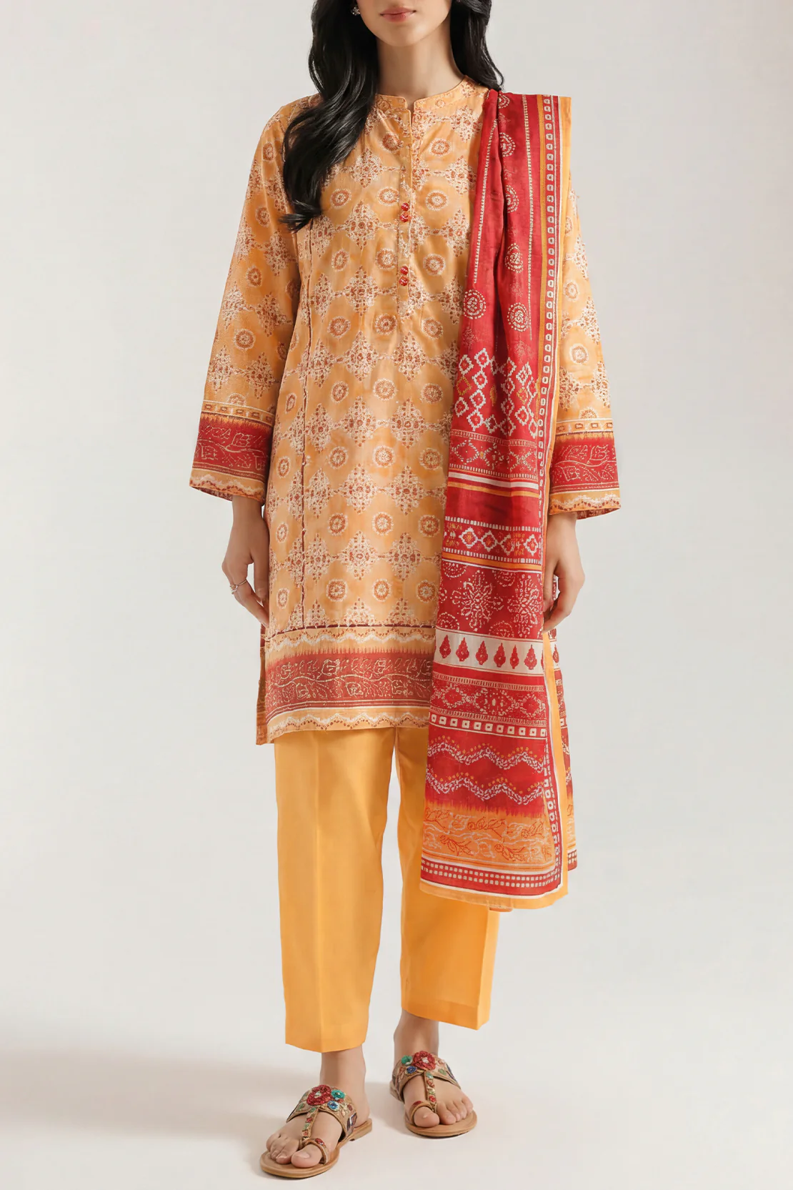 Cotton Jacquard Stitched 2 Piece (Shirt/Dupatta)