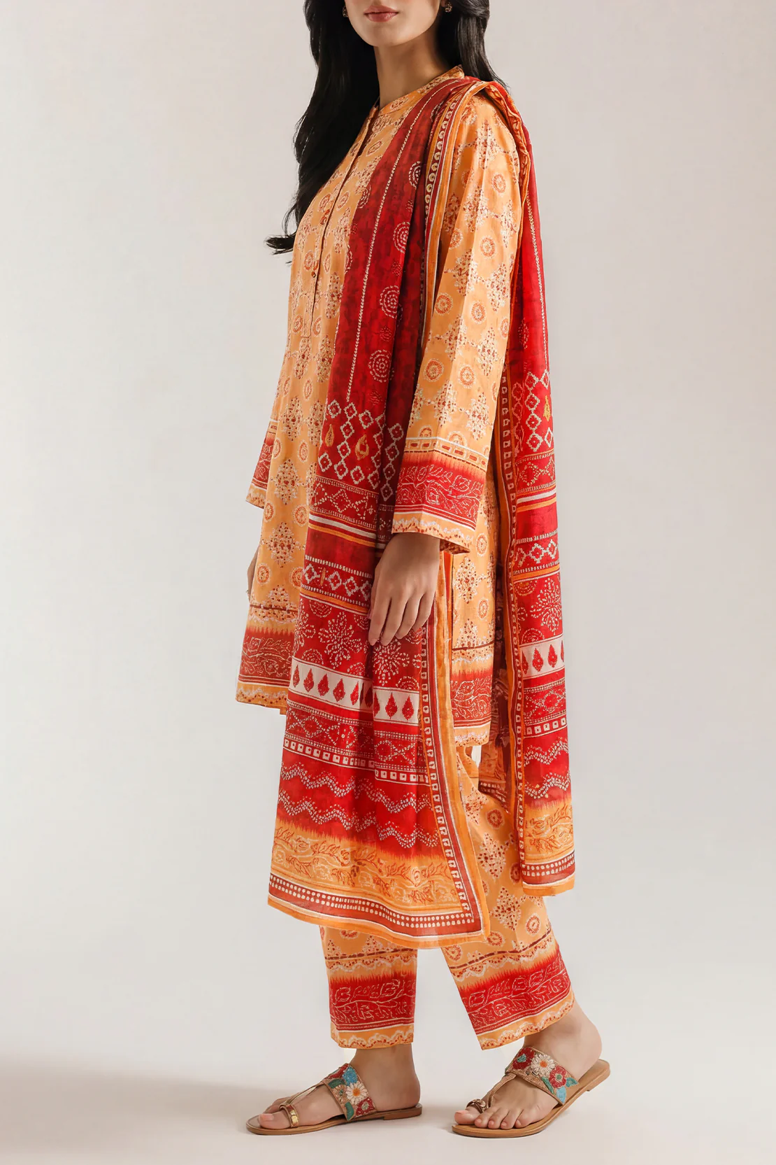 Cotton Jacquard Stitched 2 Piece (Shirt/Dupatta) - Image 3