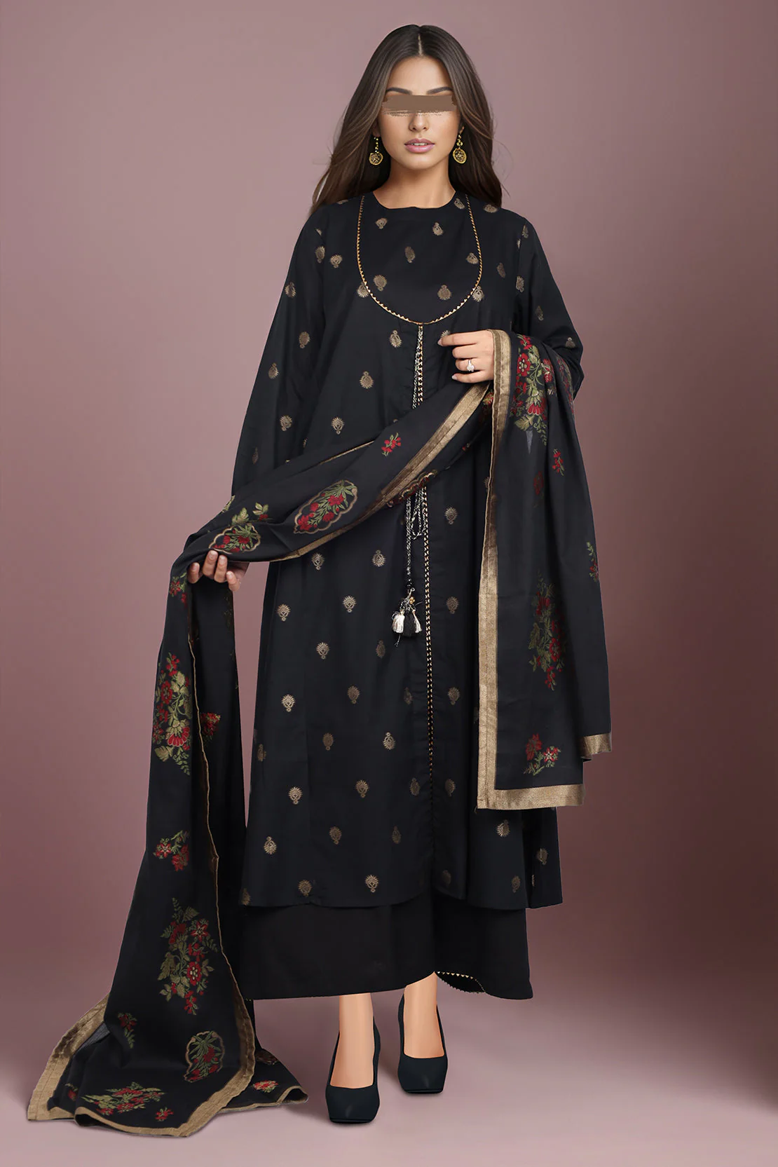 Cotton Jacquard Stitched 2 Piece (Shirt/Dupatta)