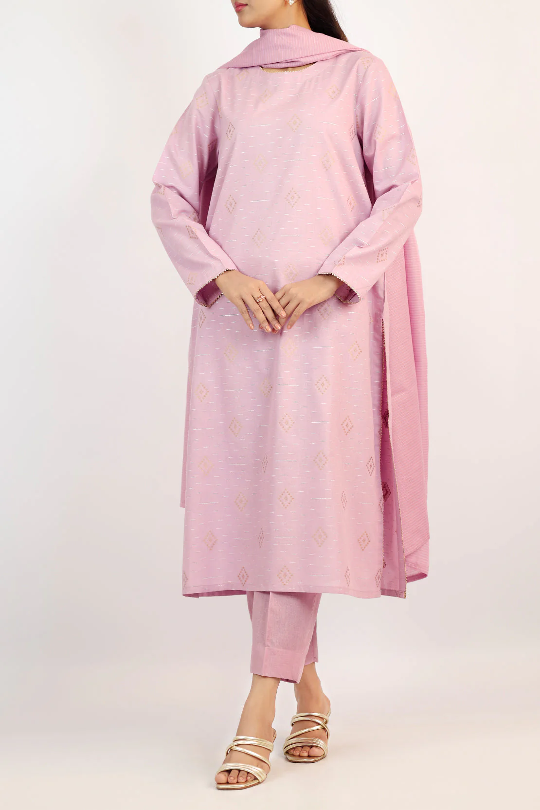Cotton Jacquard Stitched 2 Piece (Shirt/Dupatta)