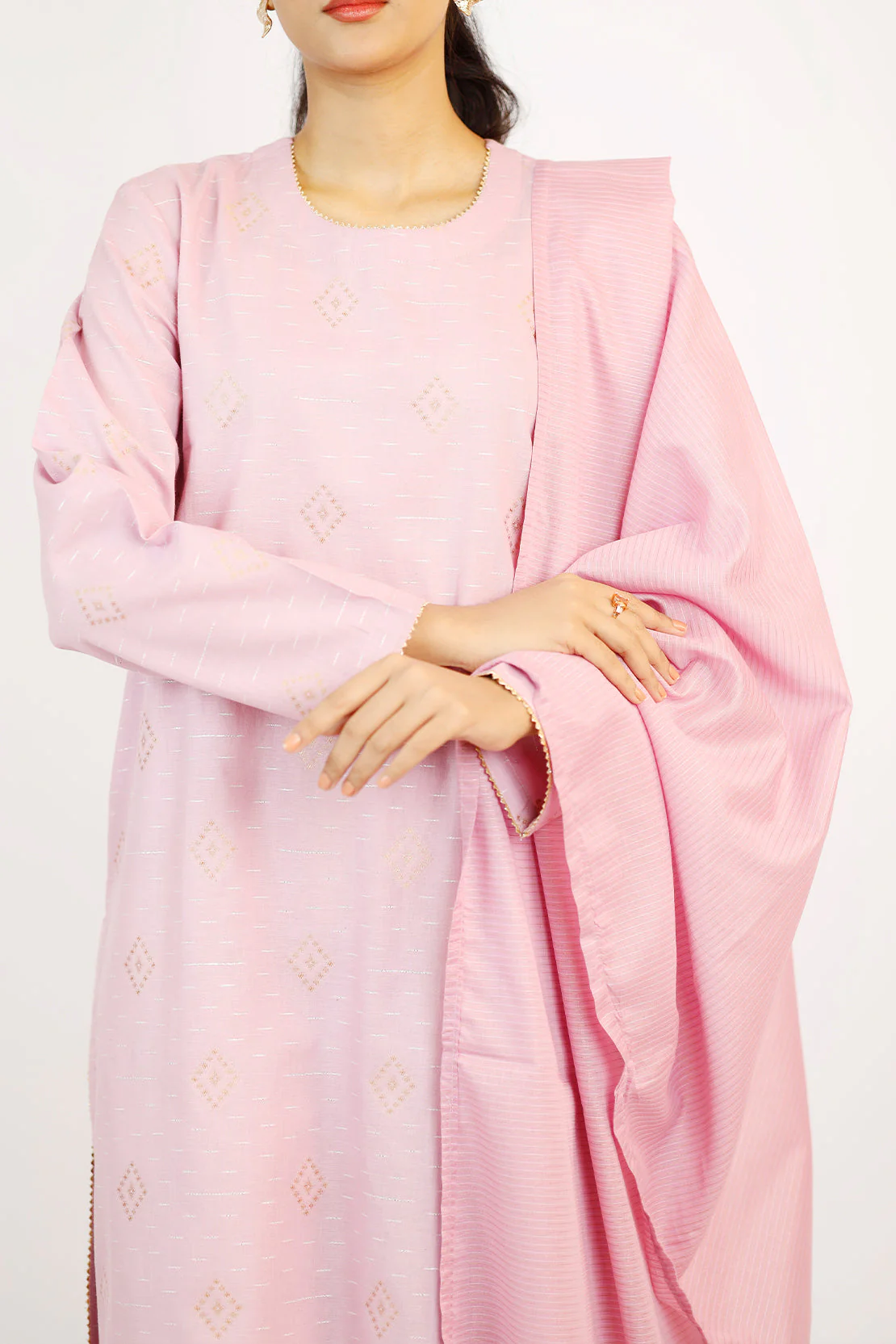 Cotton Jacquard Stitched 2 Piece (Shirt/Dupatta) - Image 5
