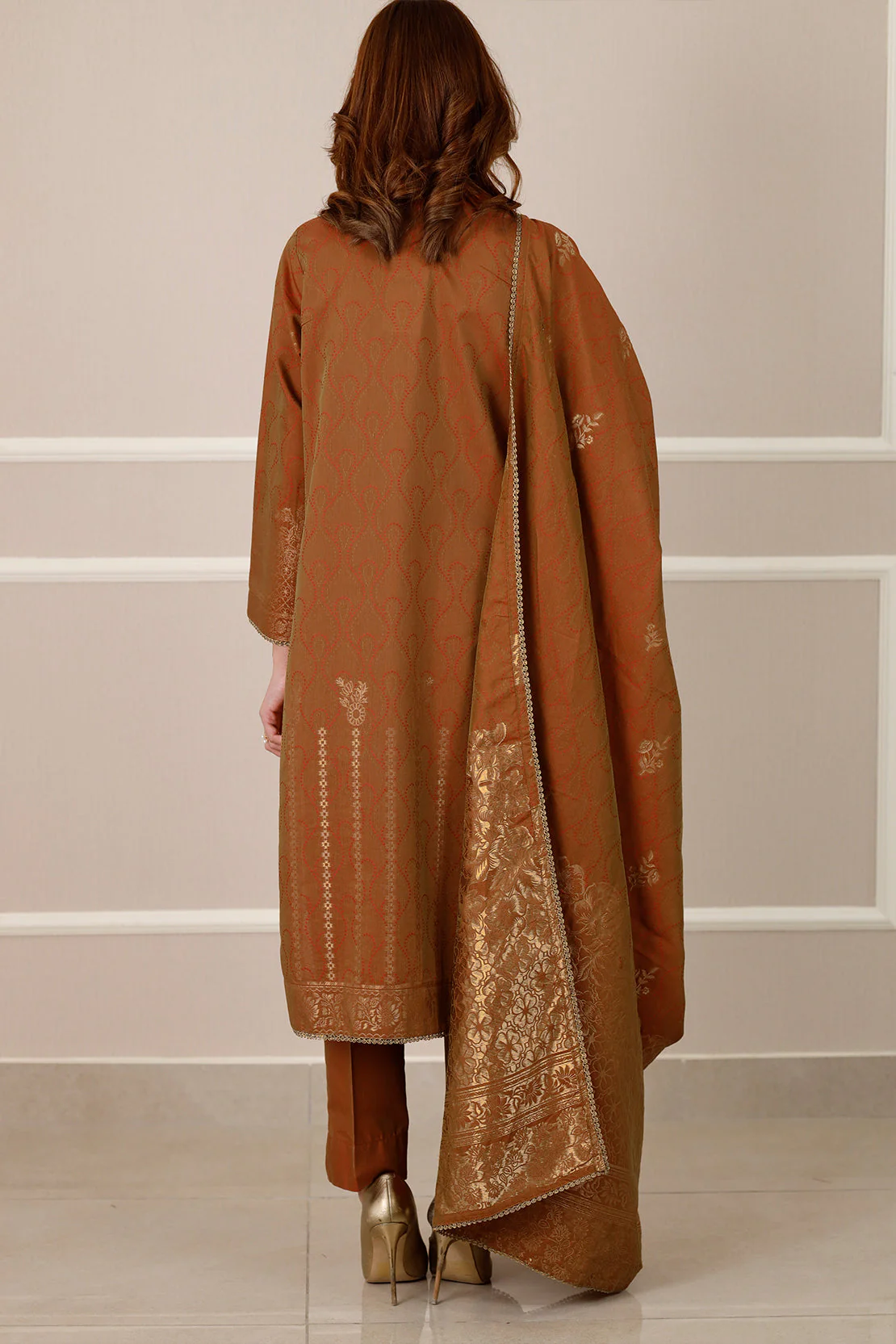 Cotton Jacquard Stitched 2 Piece (Shirt/Dupatta) - Image 4