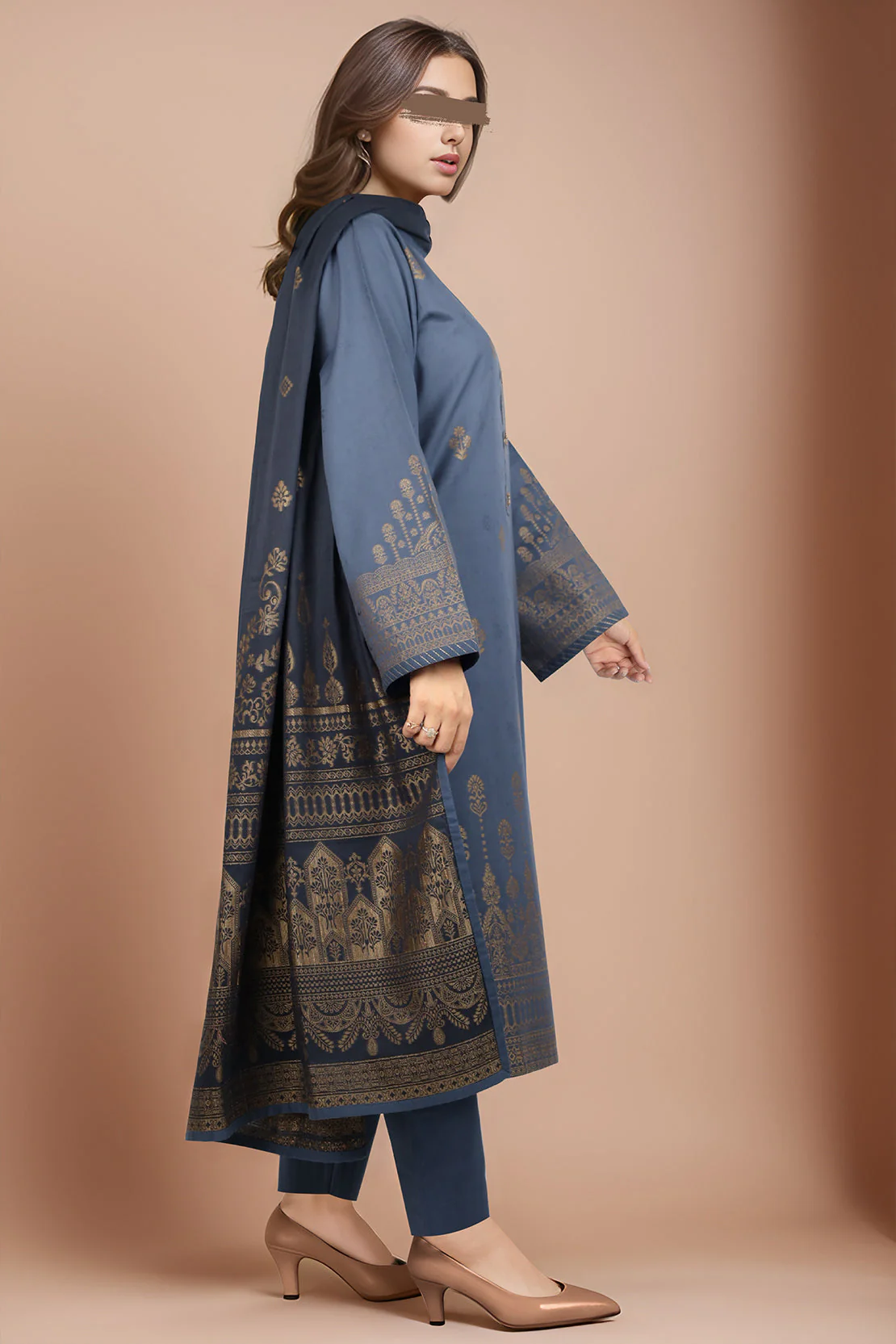 Cotton Jacquard Stitched 2 Piece (Shirt/Dupatta) - Image 2