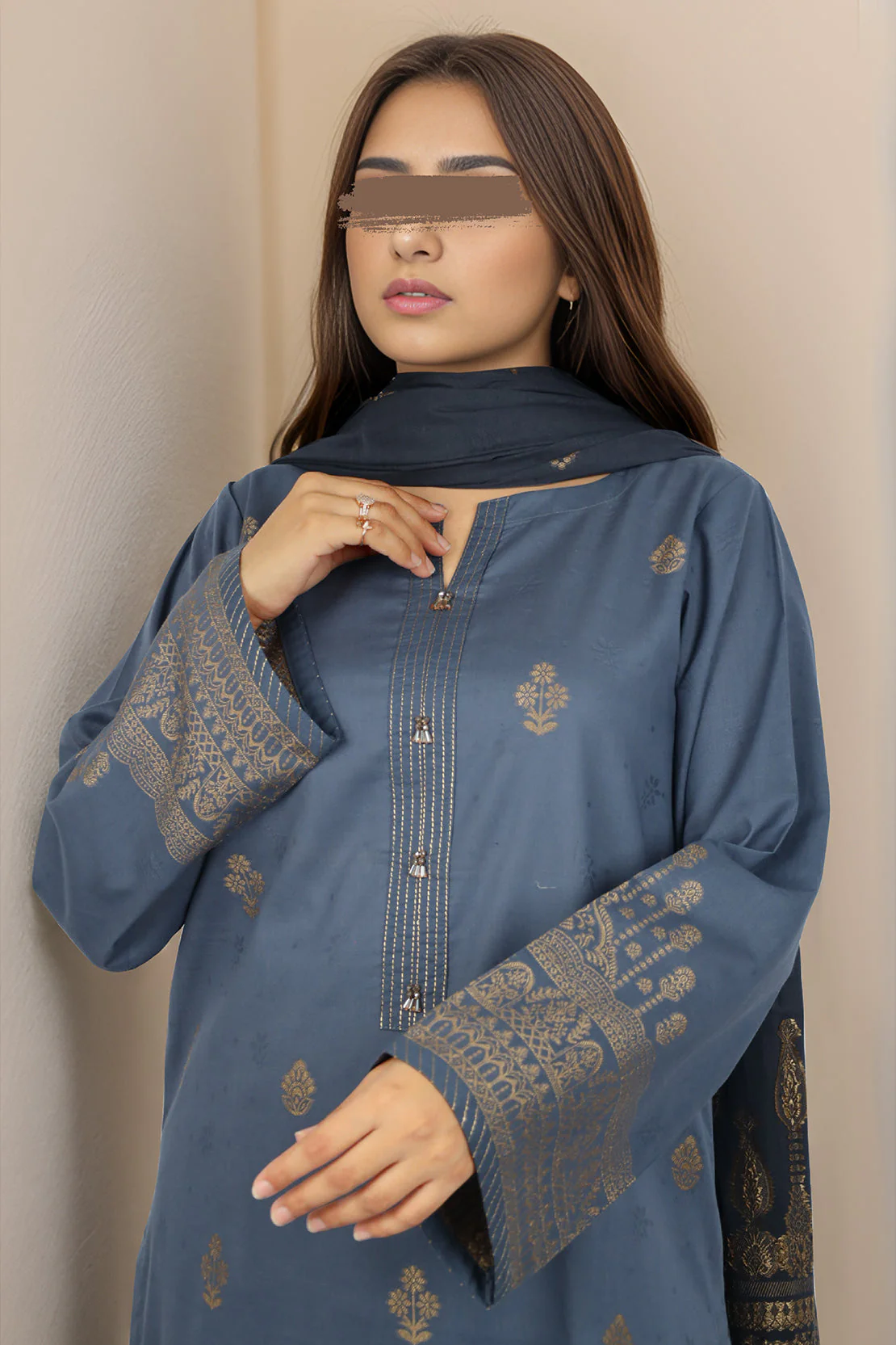 Cotton Jacquard Stitched 2 Piece (Shirt/Dupatta) - Image 4