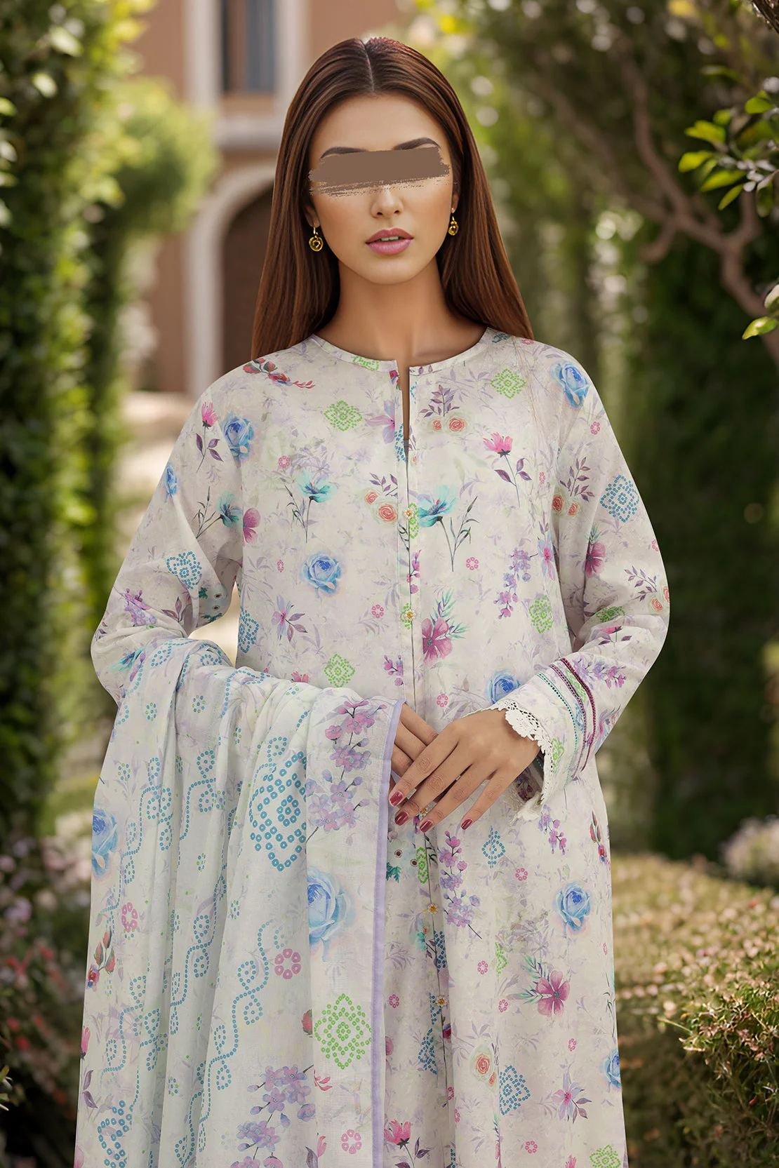 Cotton Jacquard Stitched 2 Piece (Shirt/Dupatta) - Image 2