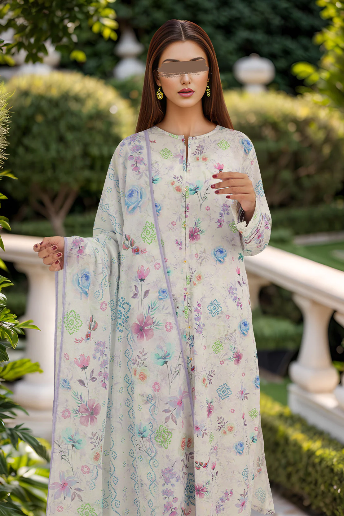 Cotton Jacquard Stitched 2 Piece (Shirt/Dupatta) - Image 3