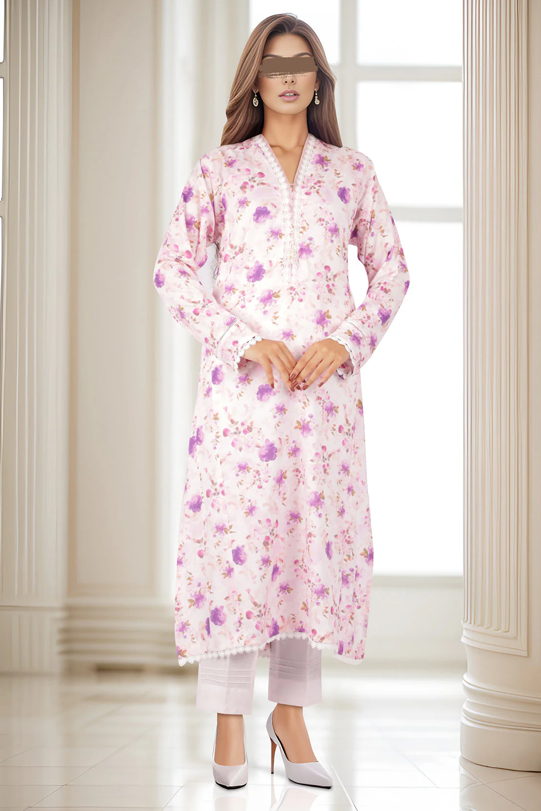 Cotton Jacquard Stitched 2 Piece (Shirt/Dupatta) - Image 3