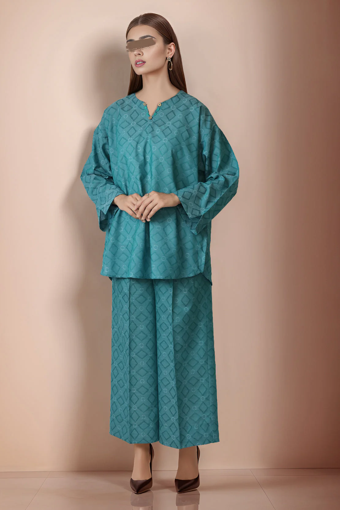 Cotton Jacquard Stitched 2 Piece (Shirt/Trouser) - Image 2