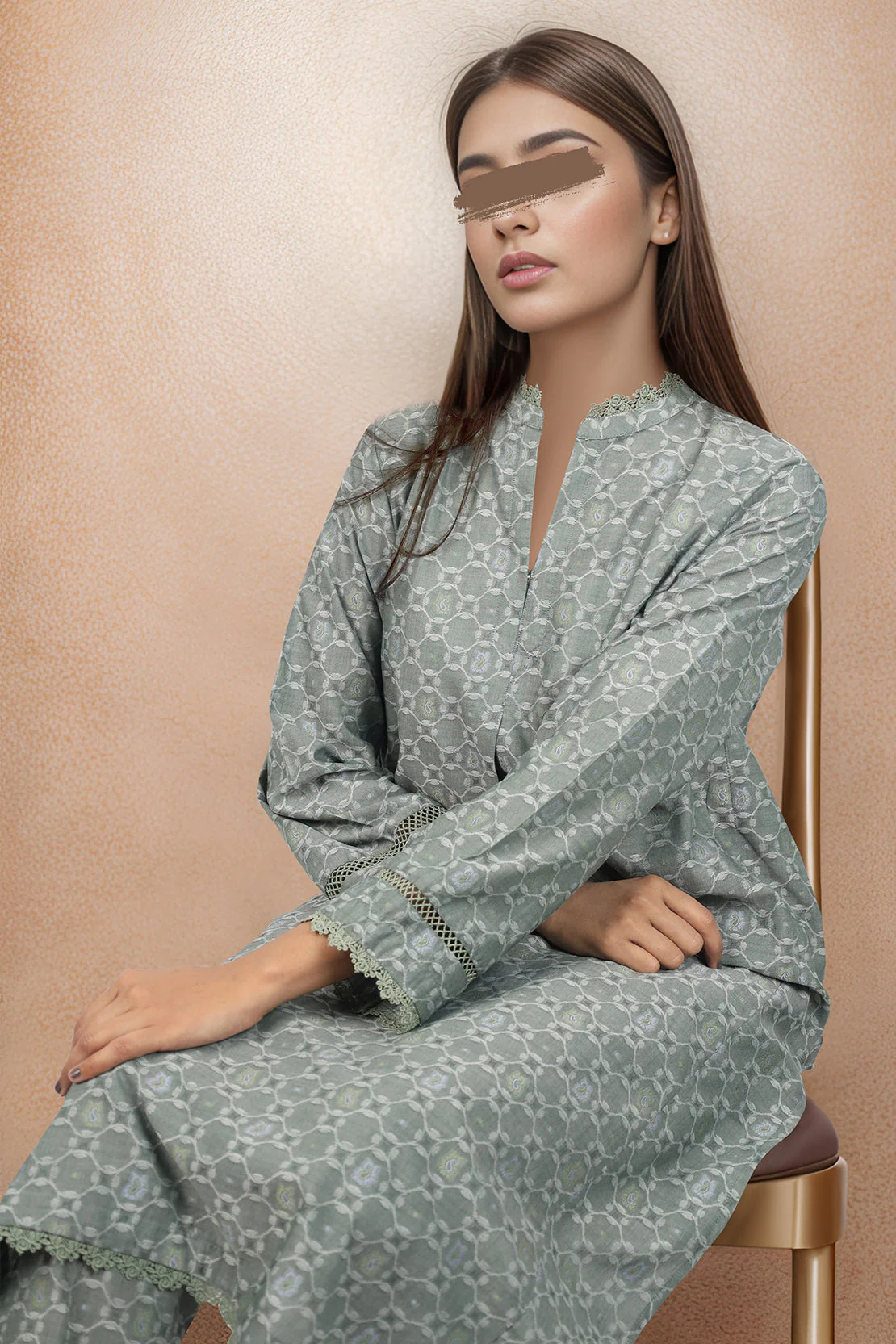 Cotton Jacquard Stitched 2 Piece (Shirt/Trouser) - Image 3