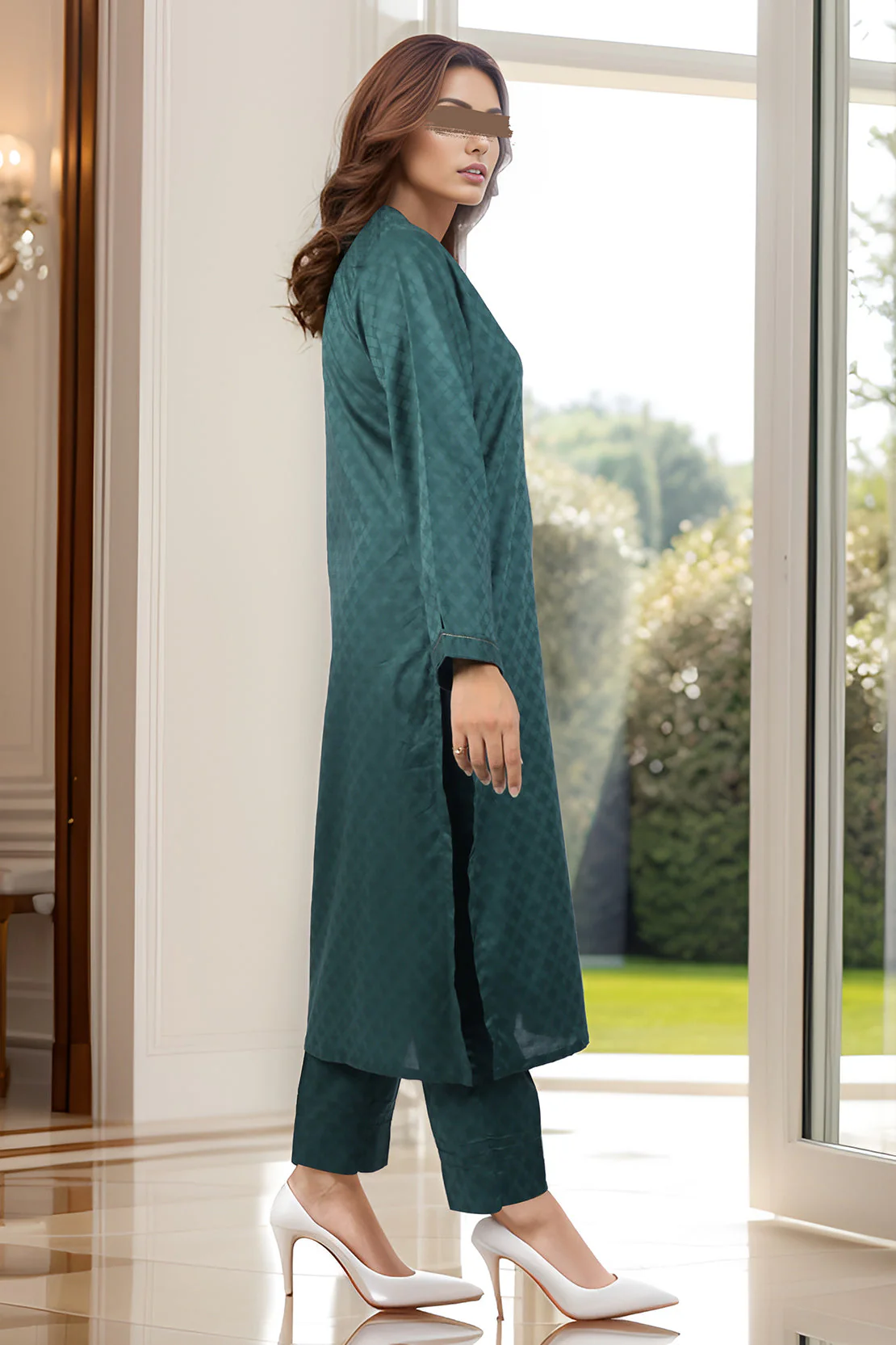 Cotton Jacquard Stitched 2 Piece (Shirt/Trouser) - Image 2