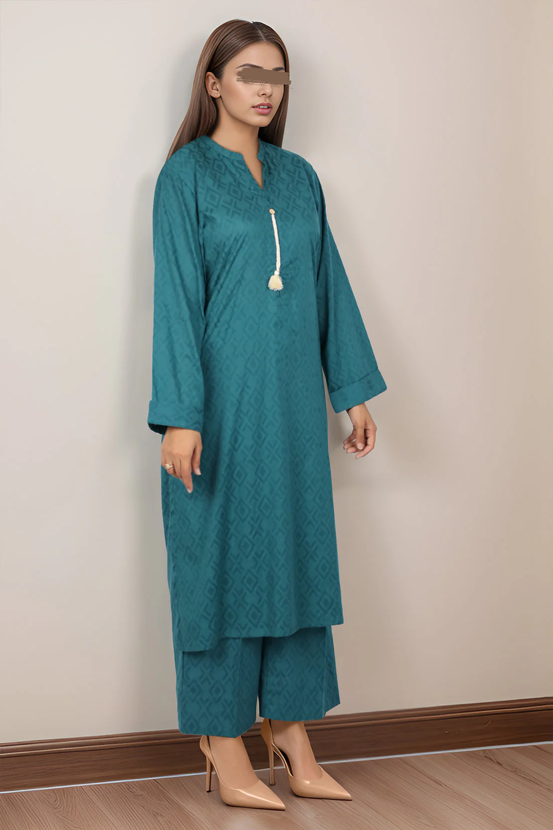 Cotton Jacquard Stitched 2 Piece (Shirt/Trouser) - Image 2