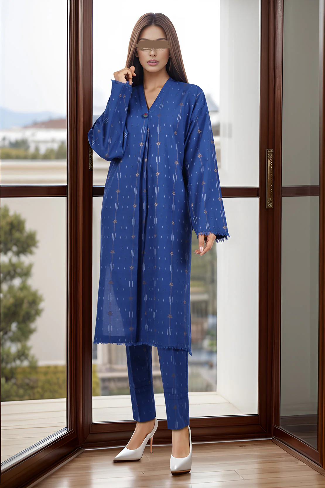 Cotton Jacquard Stitched 2 Piece (Shirt/Trouser) - Image 2